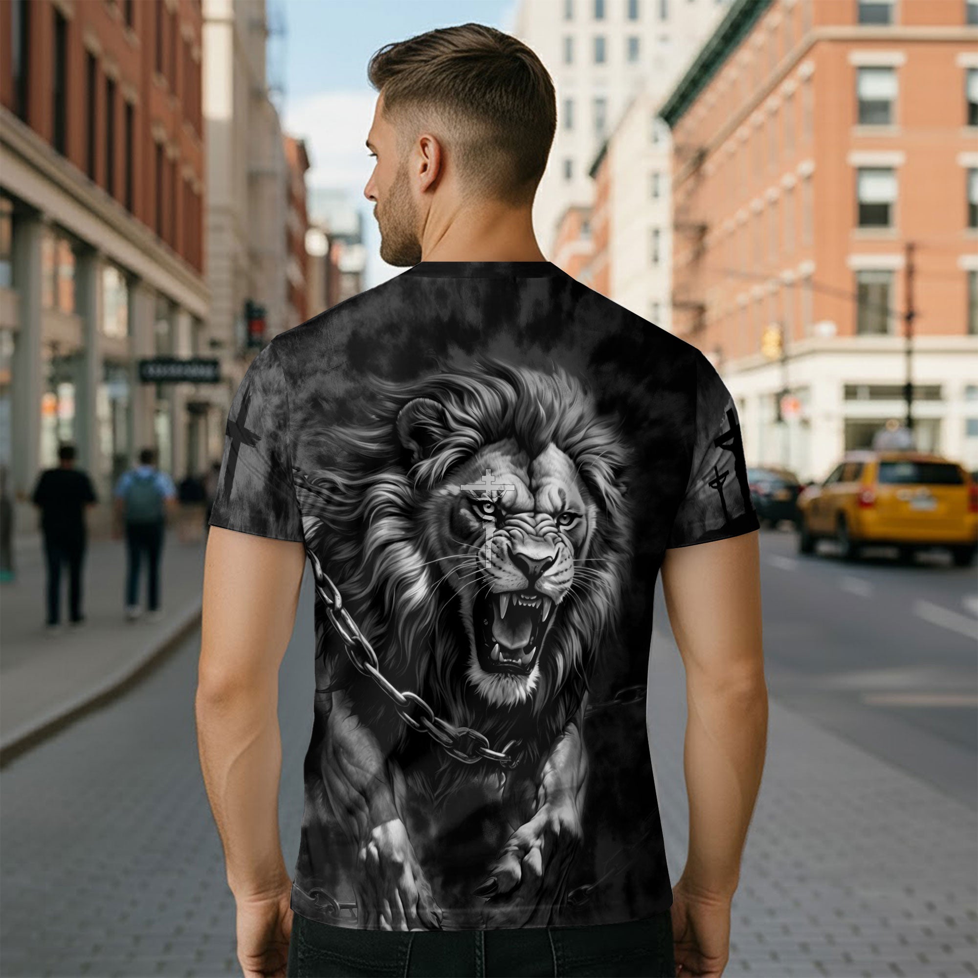 Faith Over Fear Jesus Lion of Judah Cross Christian T-Shirt