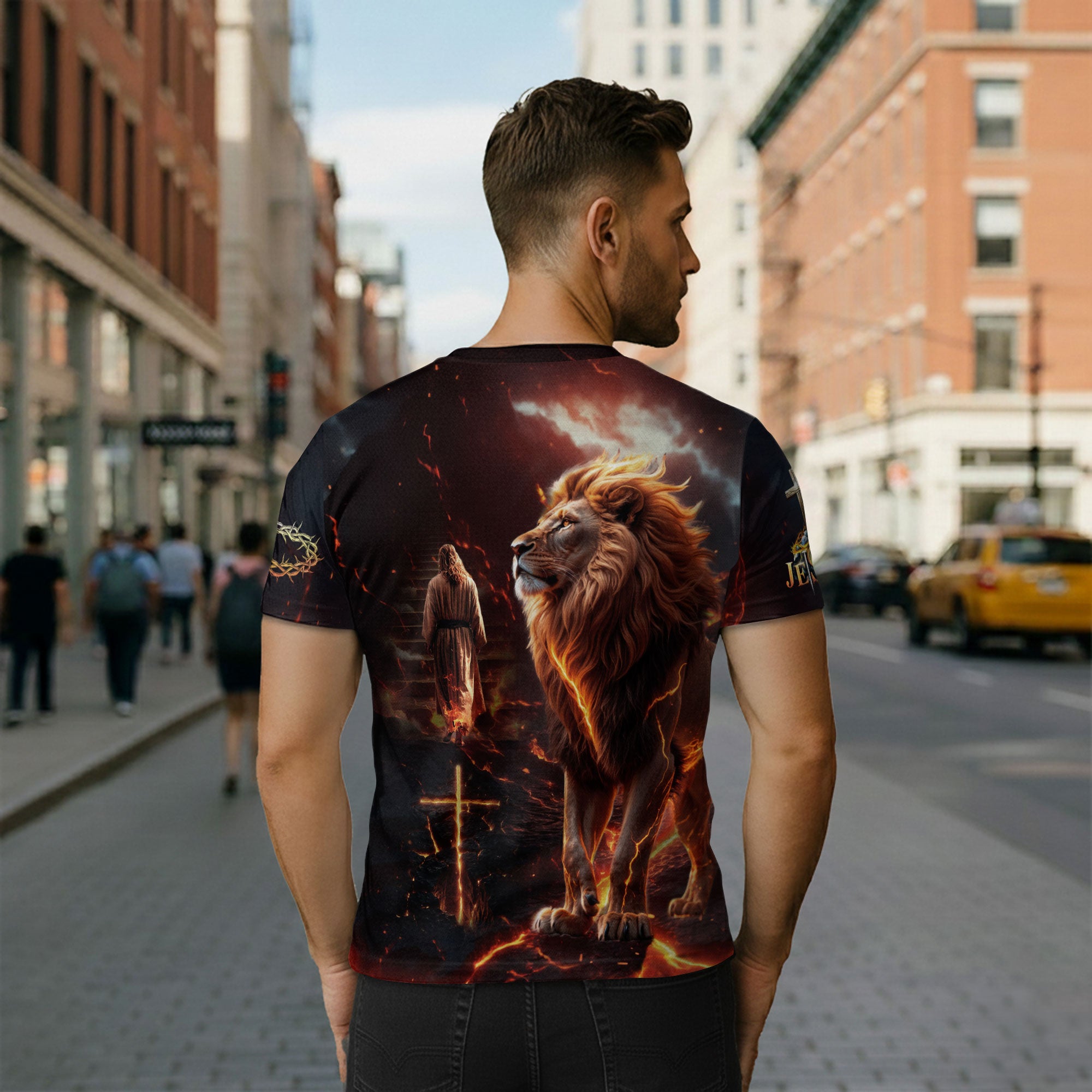 Jesus Lion Of Judah Cross Fiery Glory The Way The Truth The Life T-Shirt