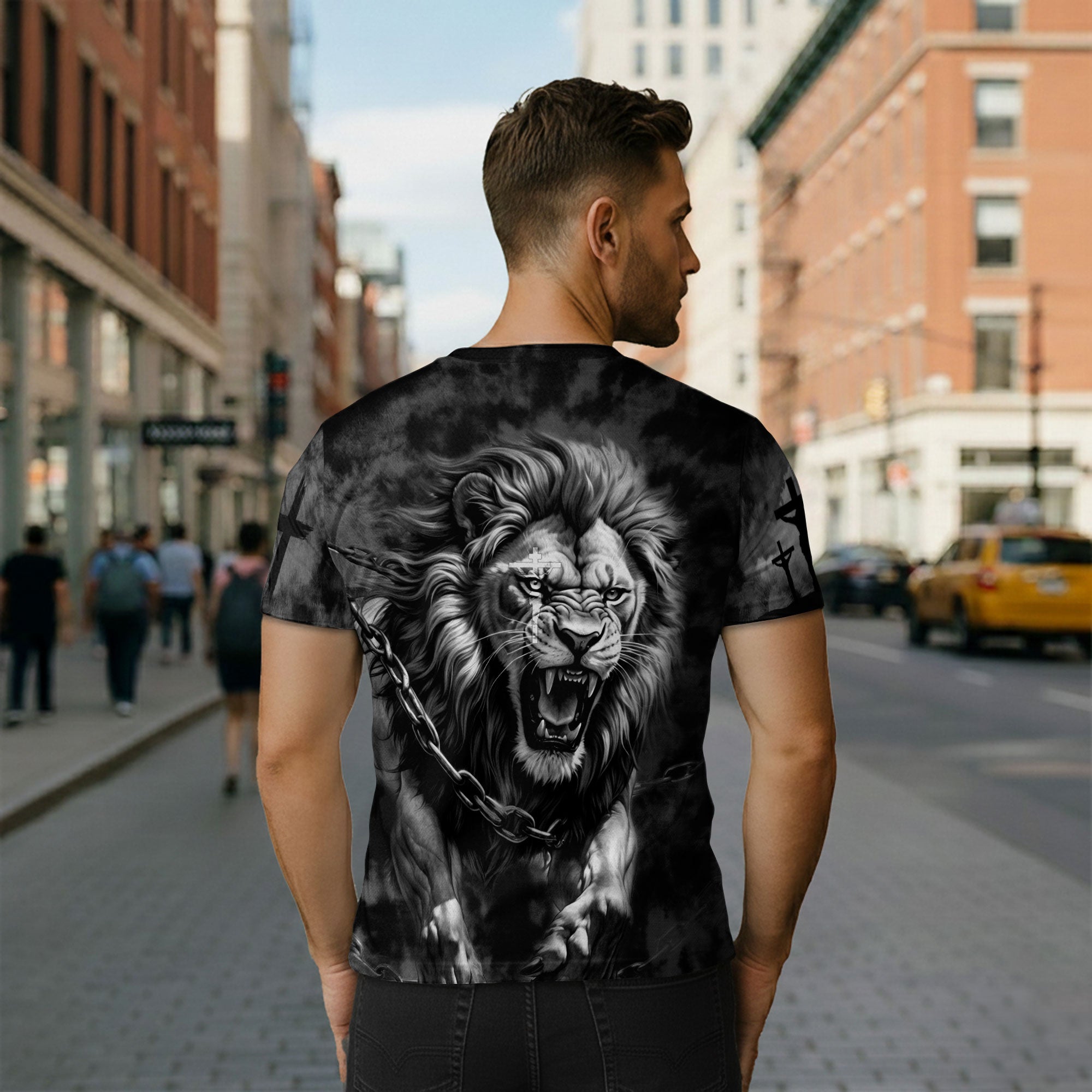 Black And White Jesus Lion Of Judah Cross The Way The Truth The Life T-Shirt