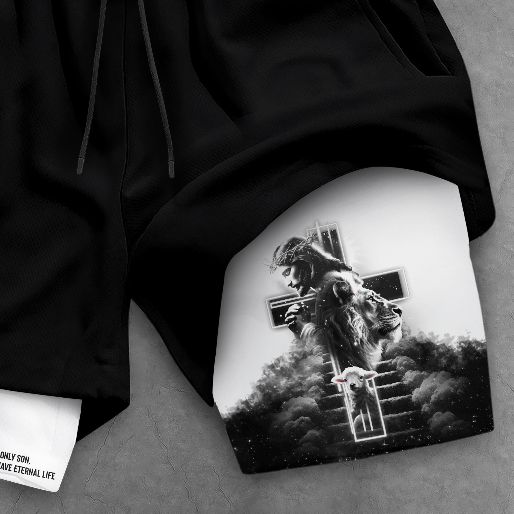 Jesus Cross Christian Shorts for Men John 3 16 Bible Verse