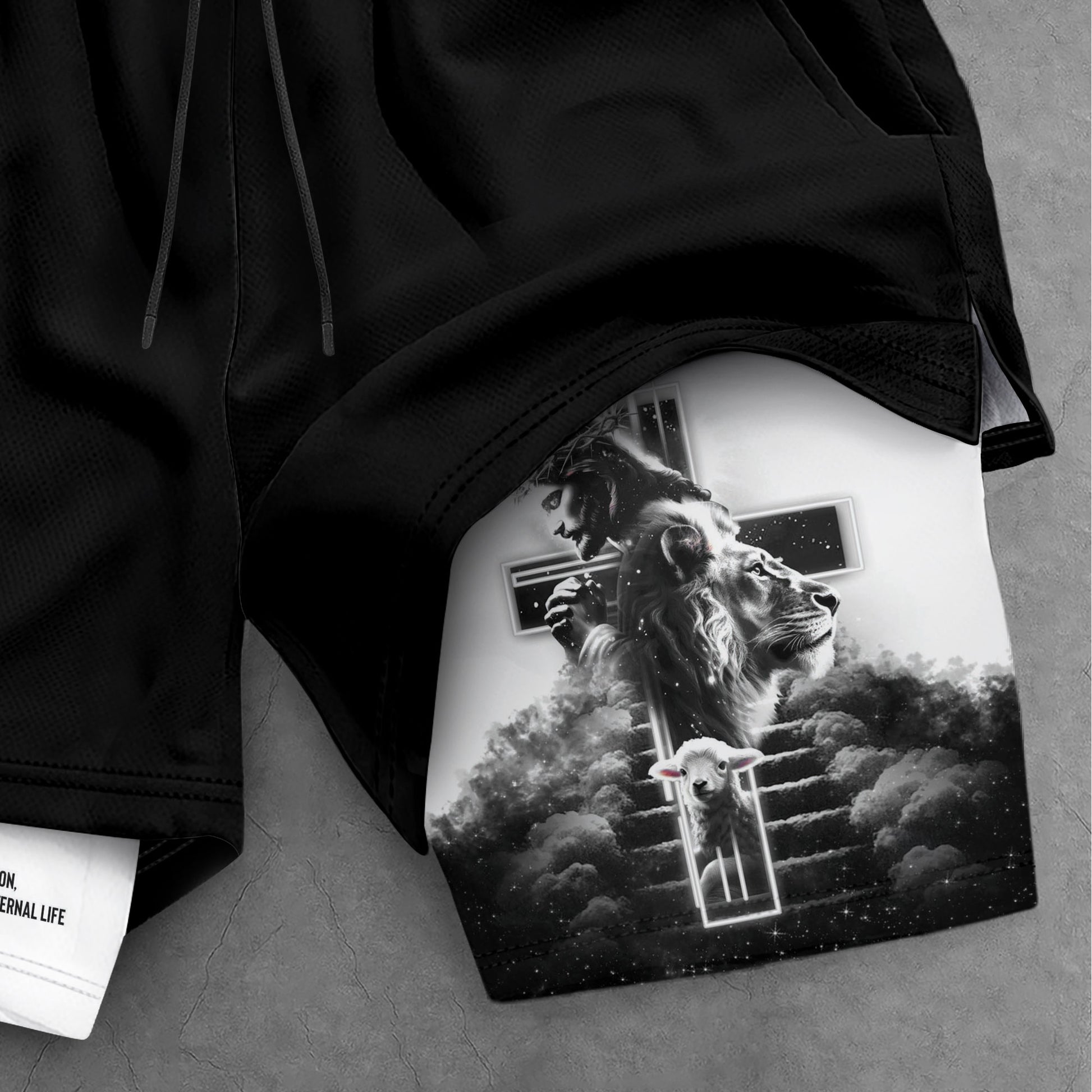 Jesus Cross Christian Shorts for Men John 3:16 Bible Verse - Rust Field Wear