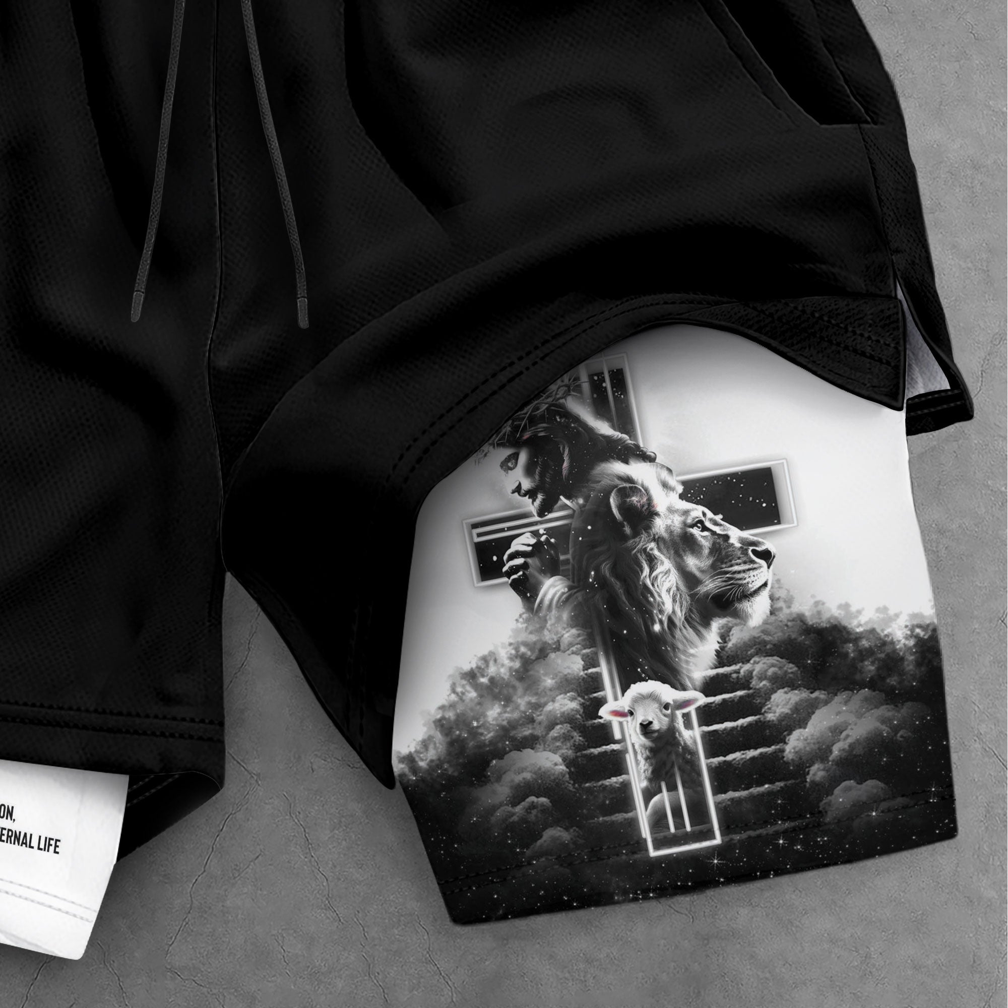 Jesus Cross Christian Shorts for Men John 3:16 Bible Verse - Rust Field Wear