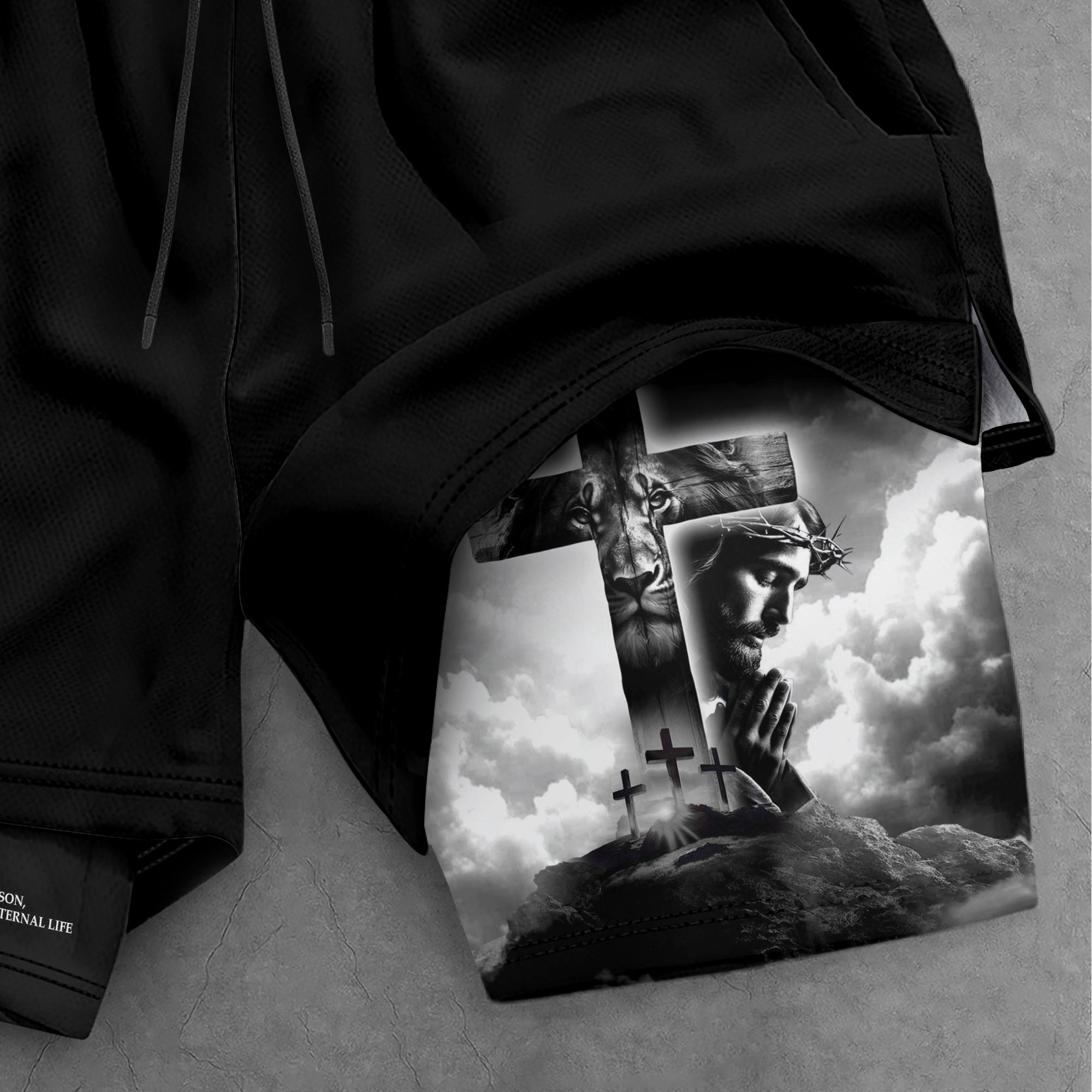 John 3:16 Bible Verse Shorts for Men Jesus Cross Christian Apparel - Rust Field Wear
