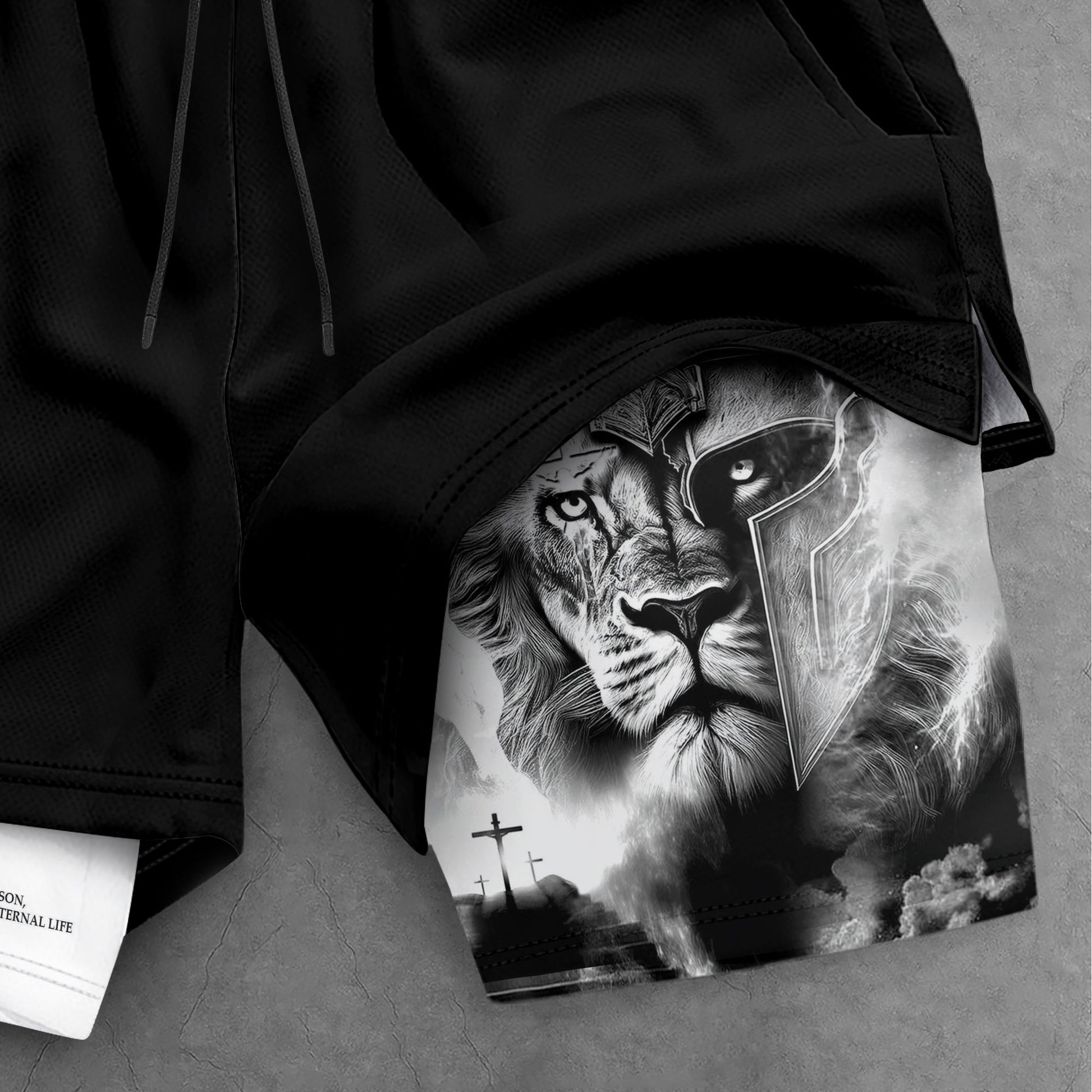 Lion of Judah Christian Shorts for Men Warrior Cross John 3:16 - Rust Field Wear