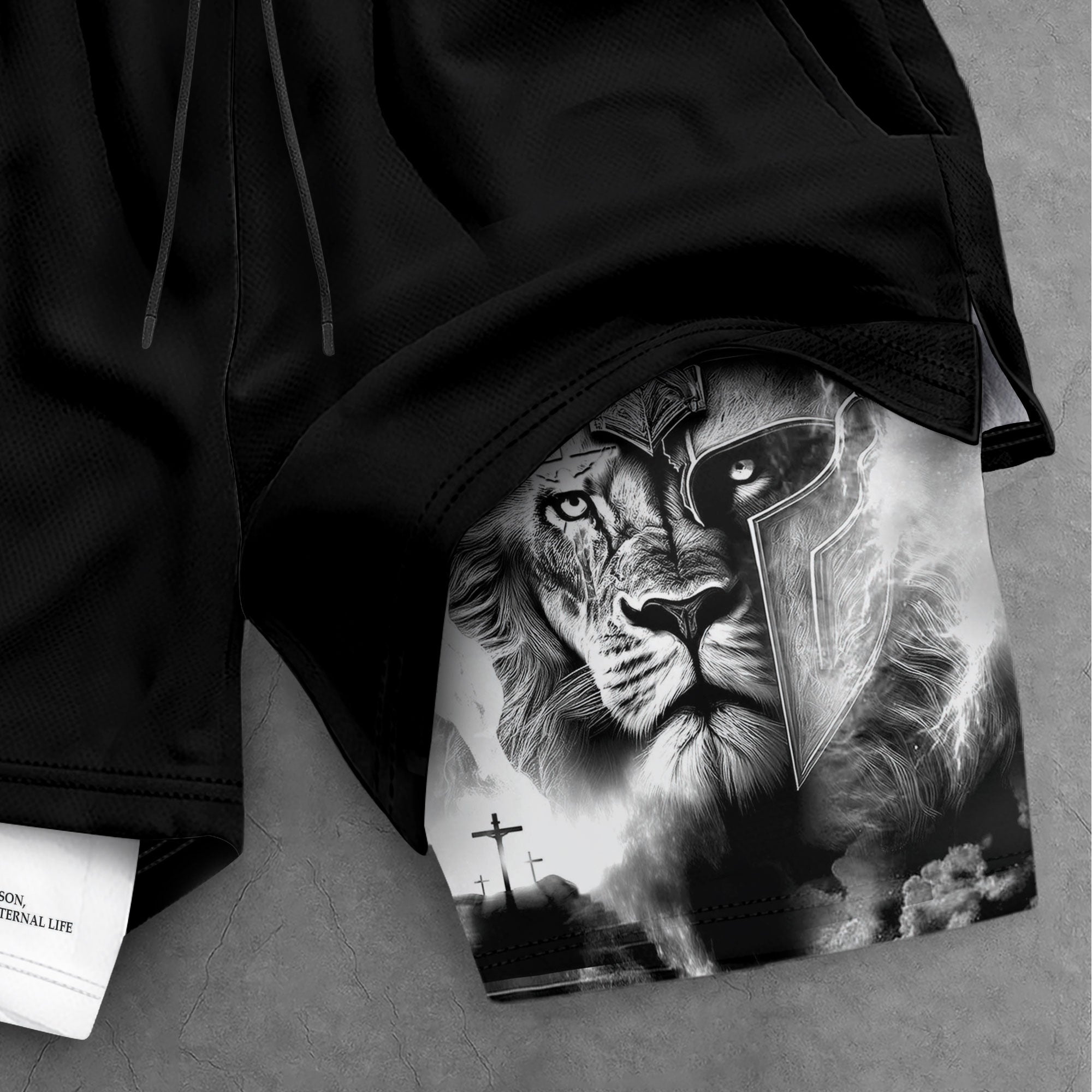 Lion of Judah Christian Shorts for Men Warrior Cross John 3:16 - Rust Field Wear