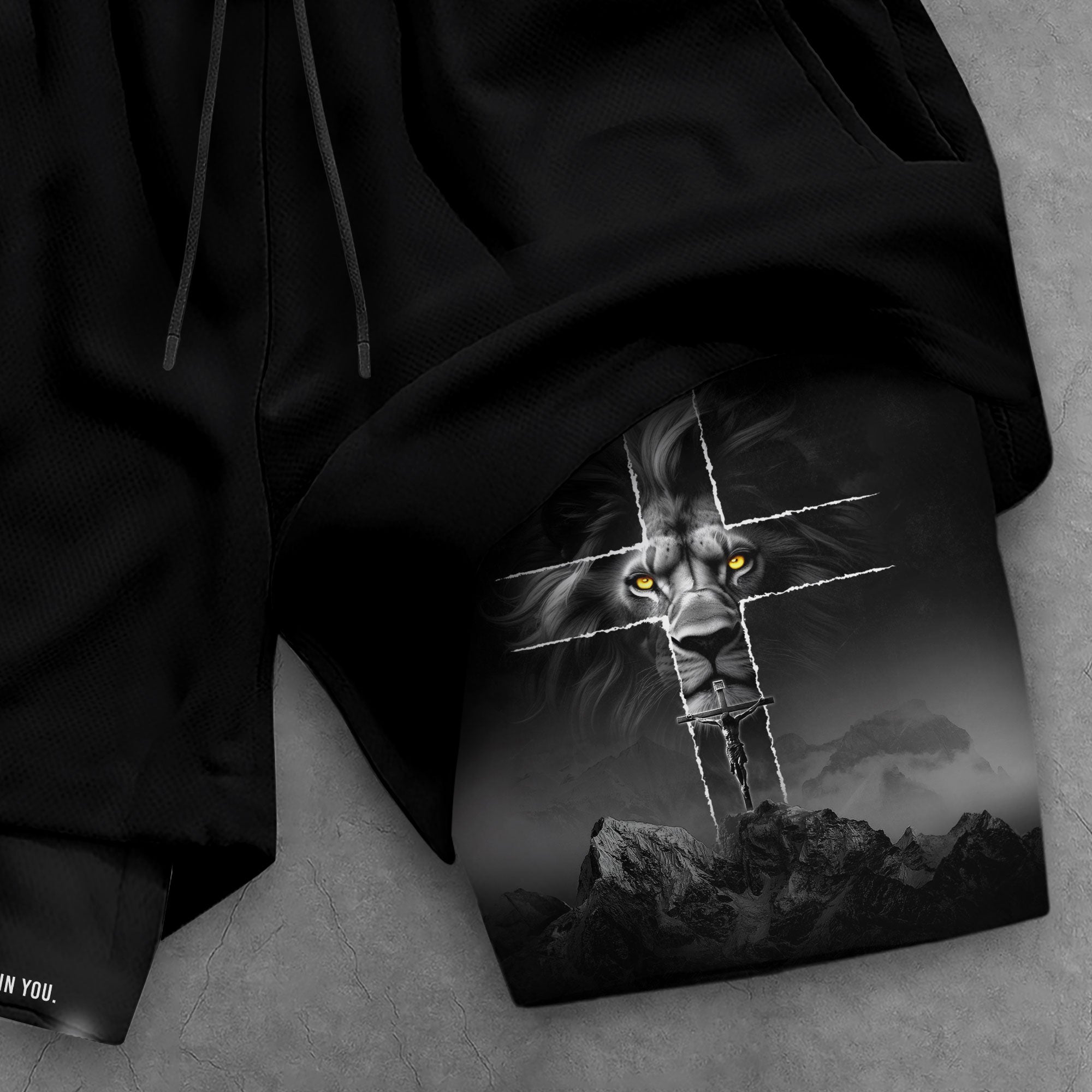 Psalm 56 3 Lion Cross Christian Gym Shorts Faith Over Fear