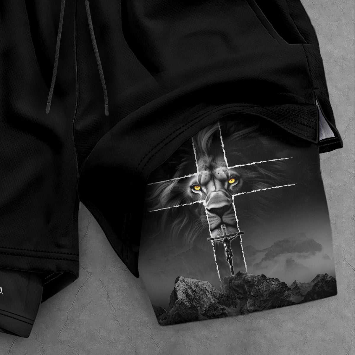 Psalm 56:3 Lion Cross Christian Gym Shorts Faith Over Fear - Rust Field Wear