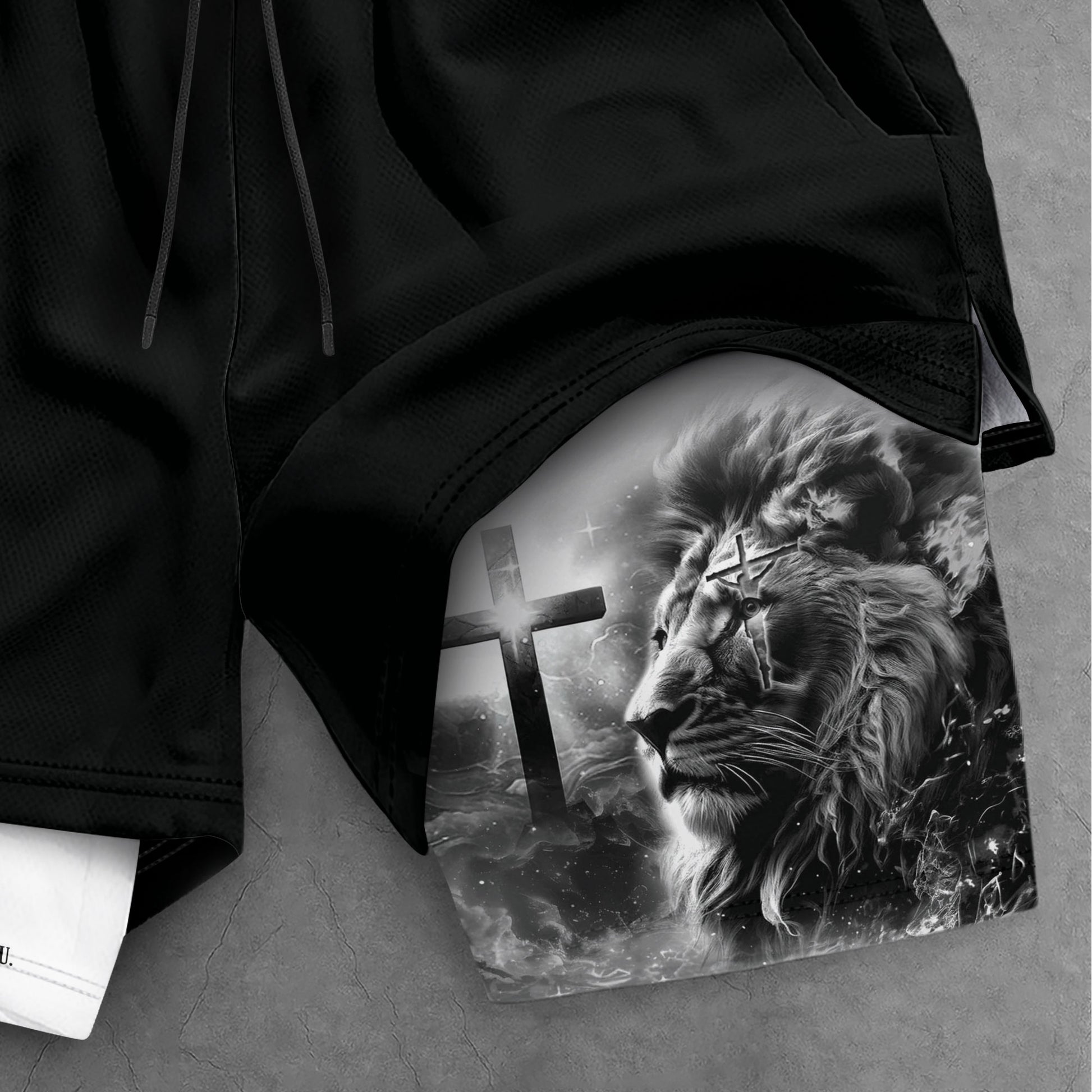 Joshua 1:9 Christian Gym Shorts for Men Cross Courage Design - Rust Field Wear