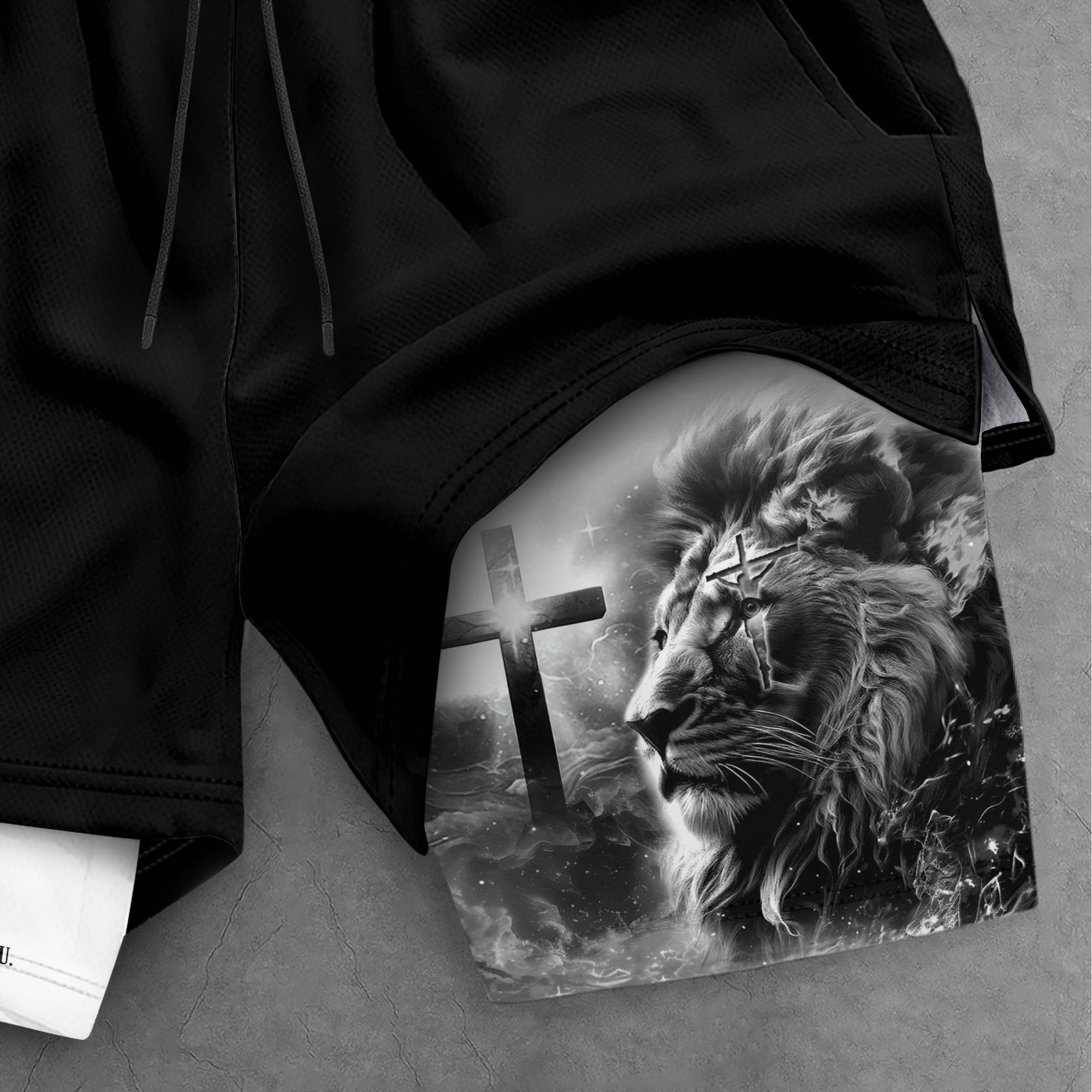 Joshua 1:9 Christian Gym Shorts for Men Cross Courage Design - Rust Field Wear