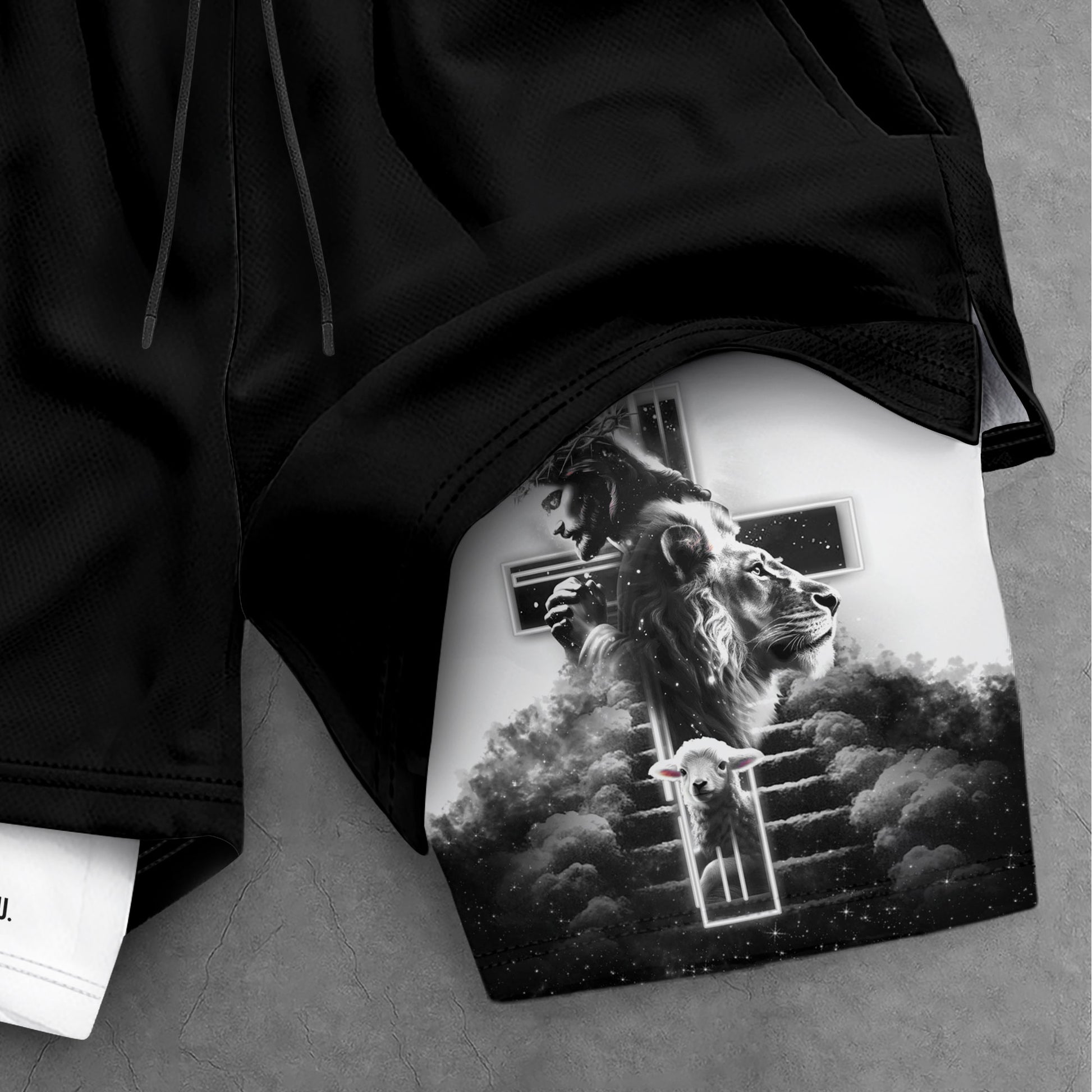 Joshua 1:9 Christian Gym Shorts for Men Jesus Cross Faith Design - Rust Field Wear