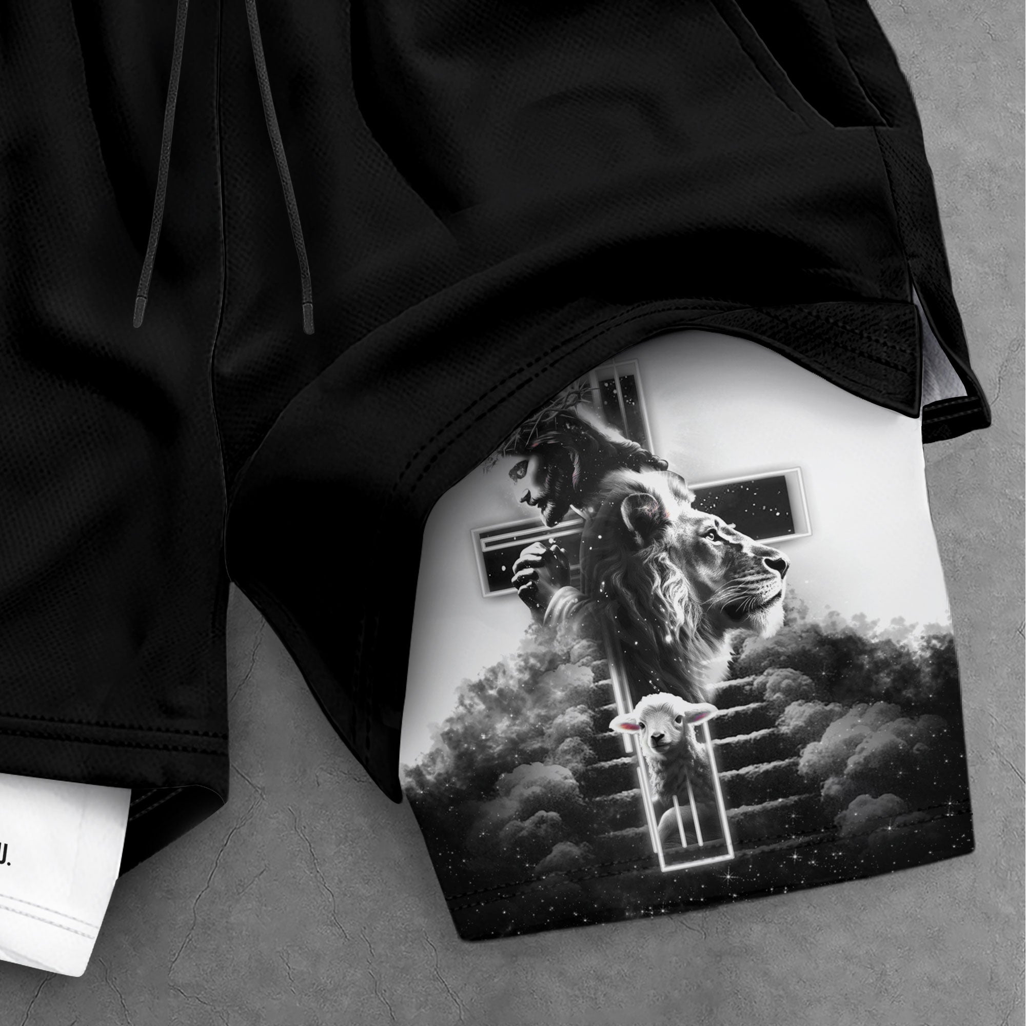 Joshua 1:9 Christian Gym Shorts for Men Jesus Cross Faith Design - Rust Field Wear