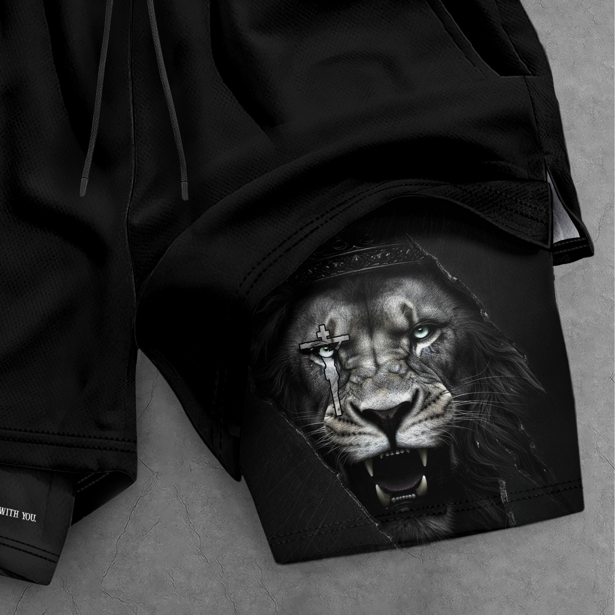 Joshua 1:9 Christian Gym Workout Shorts Men Lion of Judah Bible Verse Activewear - Rust Field Wear