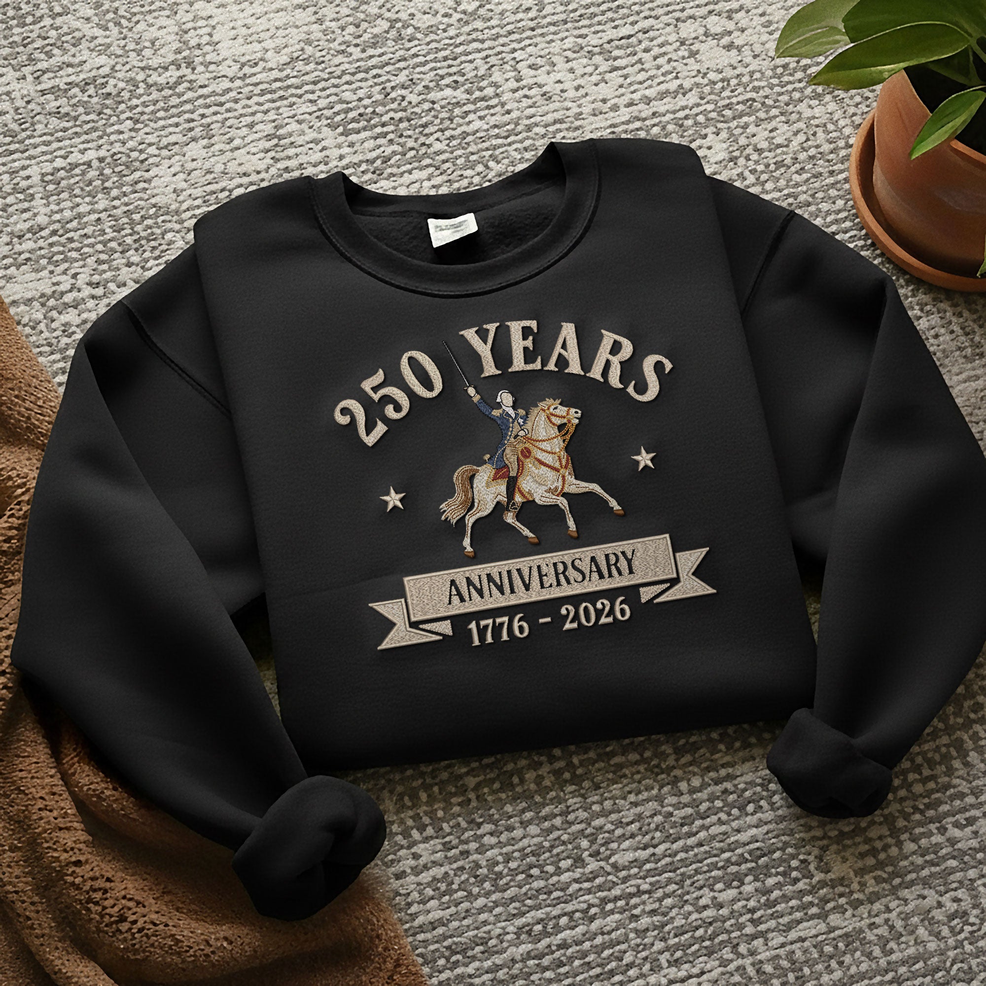 Embroidered American 250th Anniversary 250 Years Sweatshirt 1776-2026 Patriotic Pride