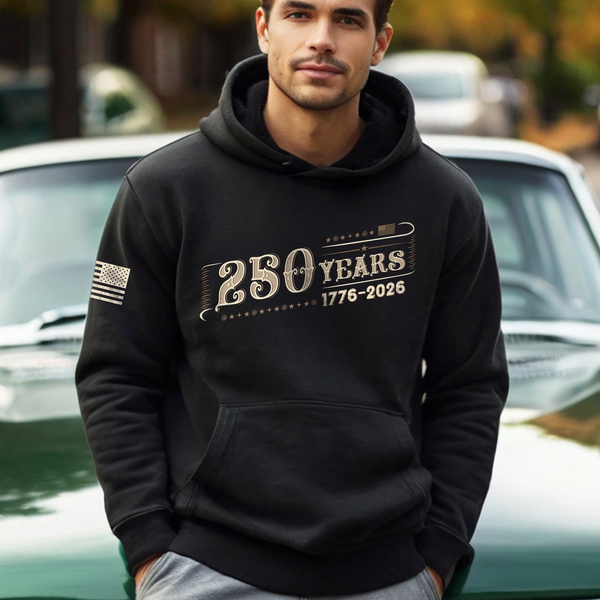 USA 250th Anniversary Semiquincentennial 250 Years Hoodie 1776-2026 Patriotic Western Style