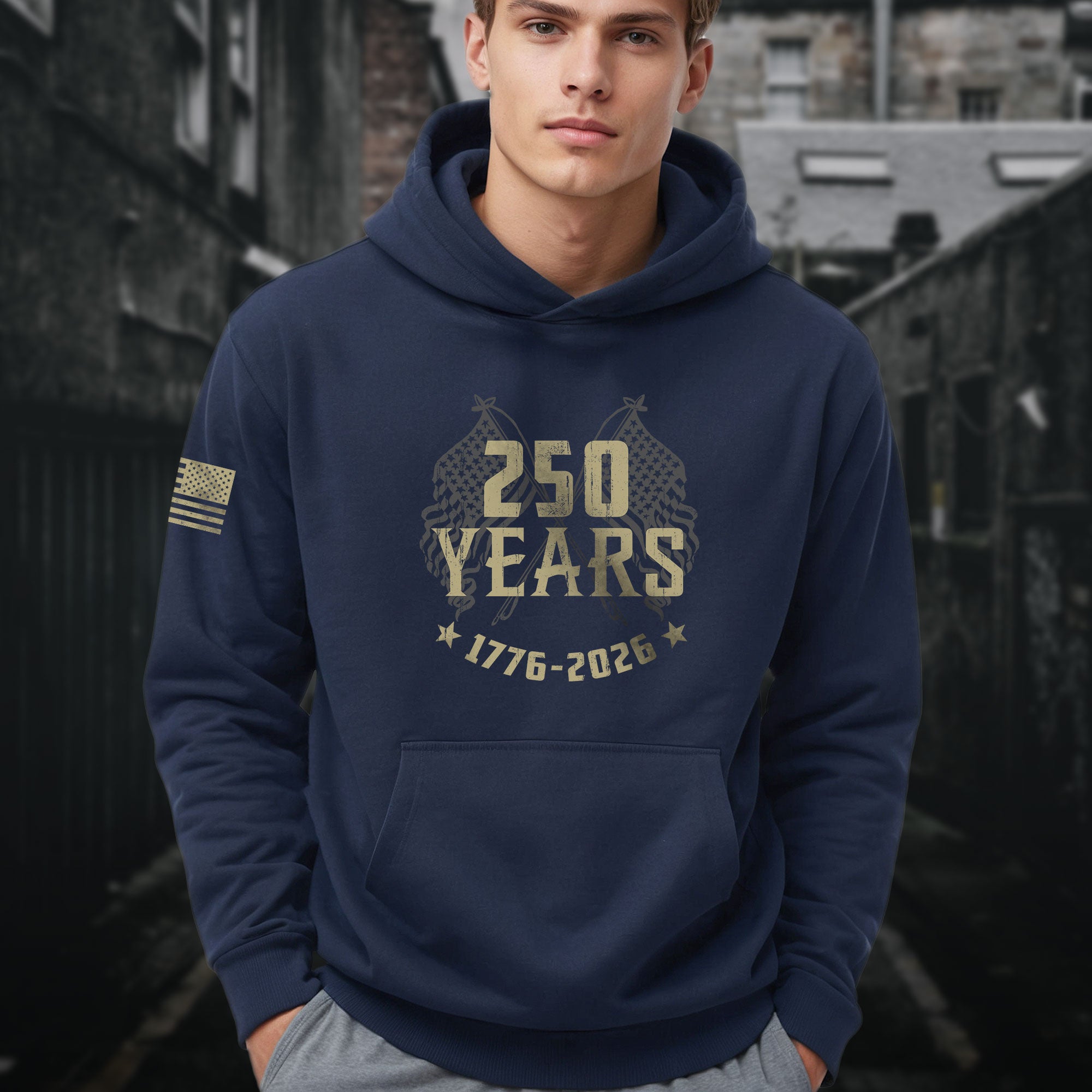 USA 250th Anniversary Semiquincentennial 250 Years Hoodie 1776-2026 Vintage American Flags Patriotic