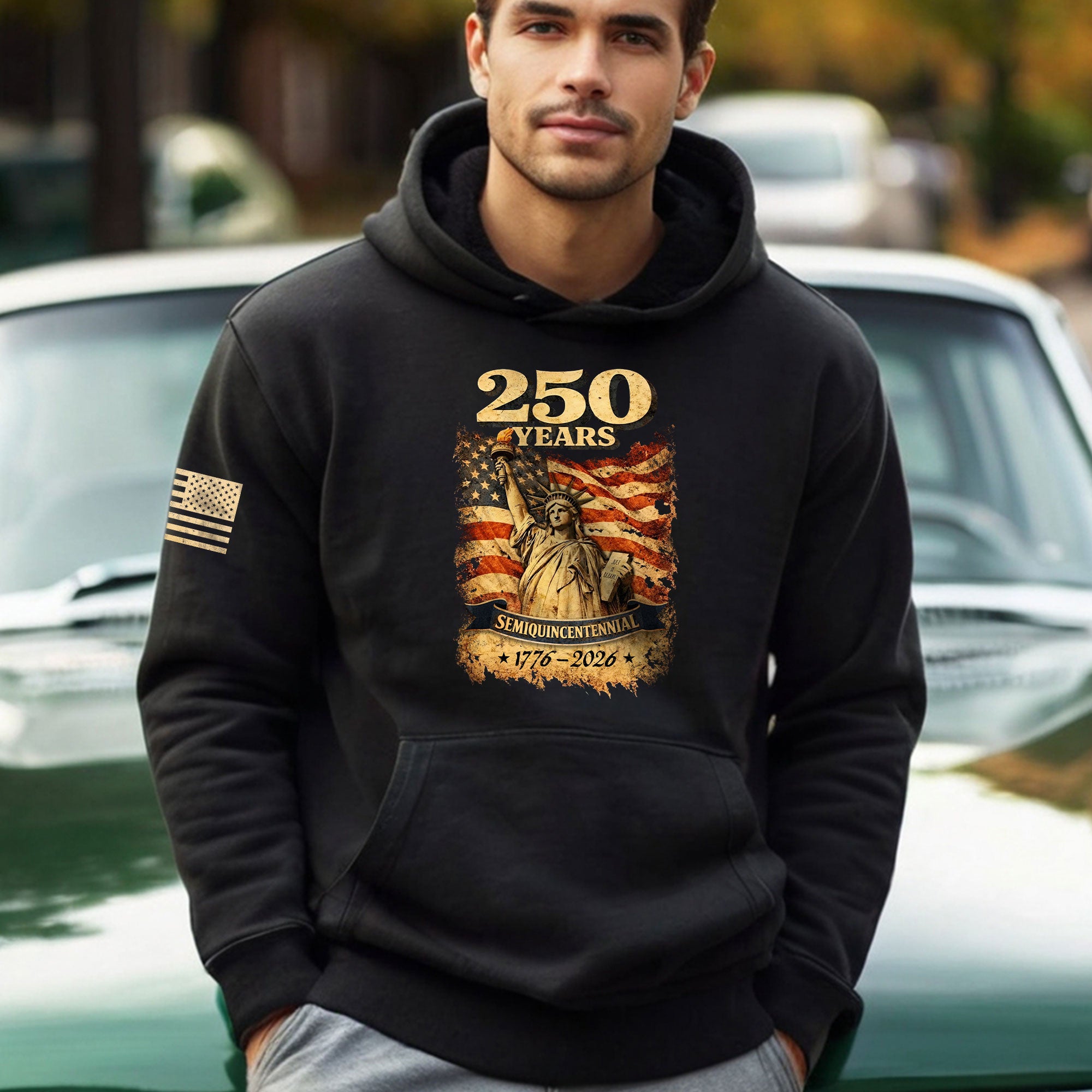 USA 250th Anniversary Semiquincentennial 250 Years Hoodie 1776-2026 Statue of Liberty Patriotic Flag Graphic