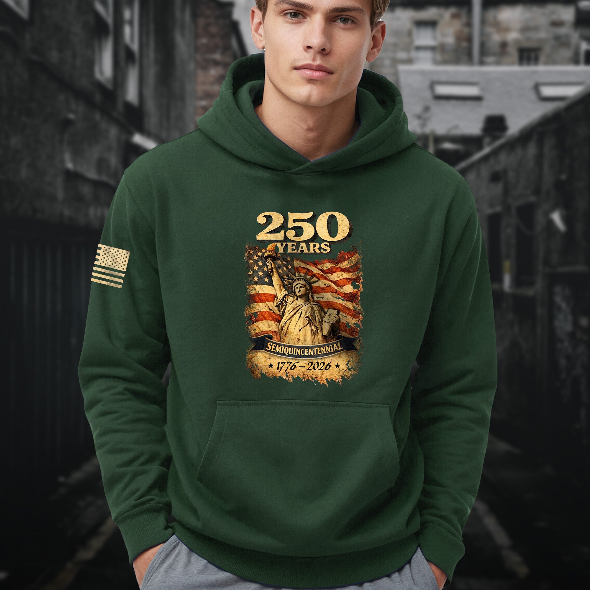 USA 250th Anniversary Semiquincentennial 250 Years Hoodie 1776-2026 Statue of Liberty Patriotic Flag Graphic
