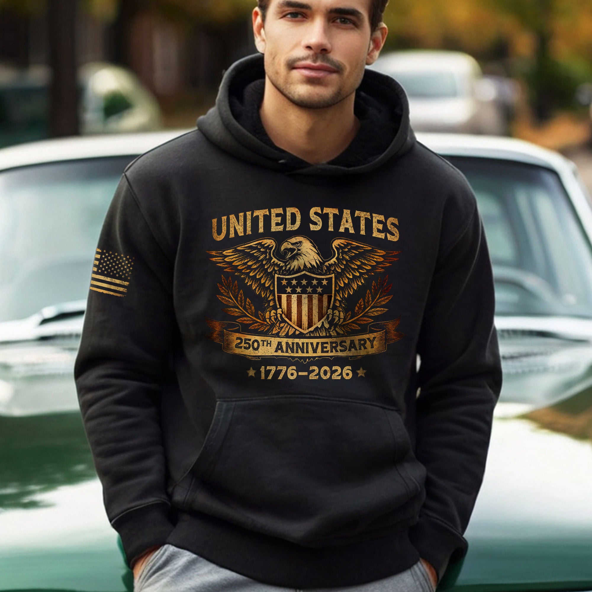 USA 250th Anniversary Semiquincentennial 250 Years Hoodie 1776-2026 Patriotic Eagle Shield