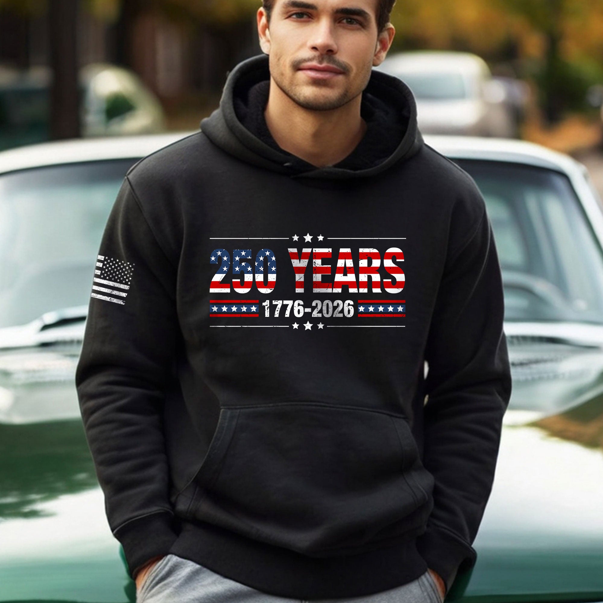 USA 250th Anniversary Hoodie 250 Years 1776-2026 American Flag Vintage Heritage