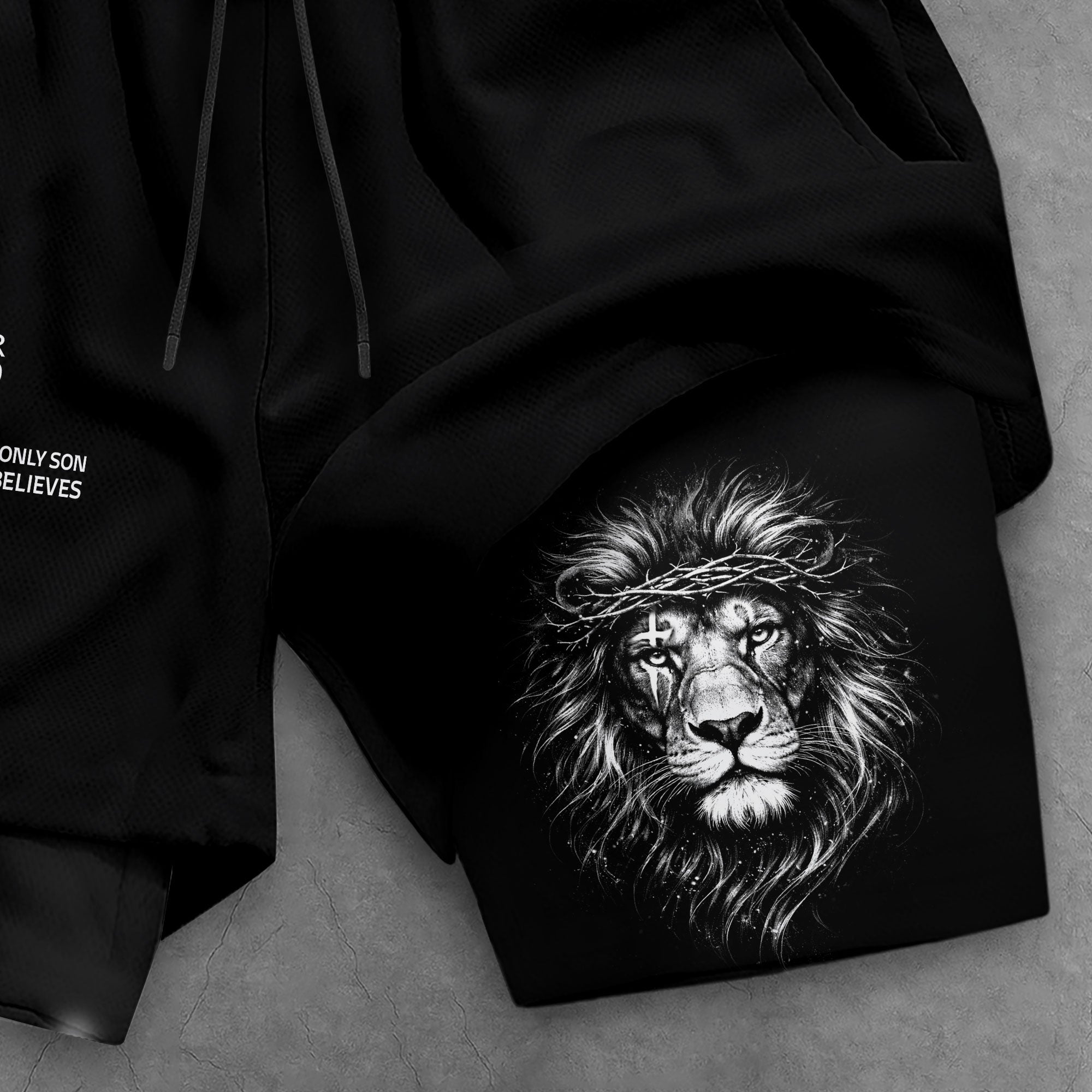 John 3:16 Bible Verse Christian Gym Workout Shorts Men Lion of Judah Athletic Activewear