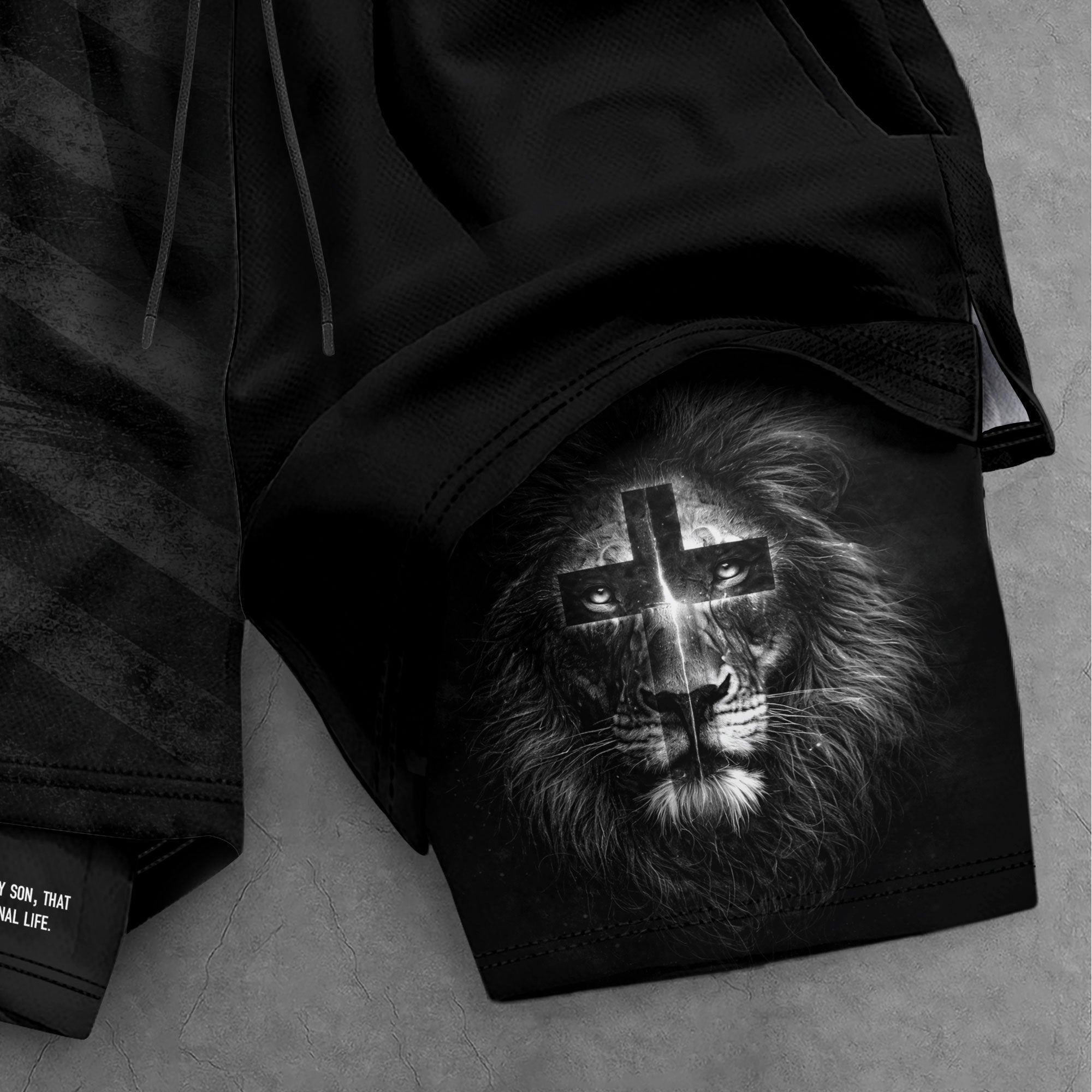 John 3:16 Bible Verse Lion of Judah Christian Gym Shorts Men Athletic Performance Wear - Rust Field Wear