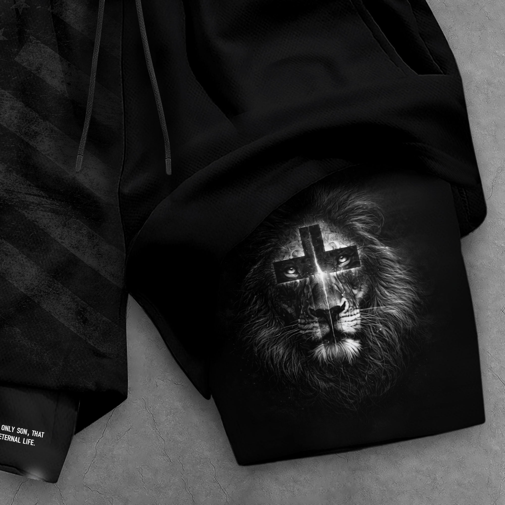 John 3:16 Bible Verse Lion of Judah Christian Gym Shorts Men Athletic Performance Wear