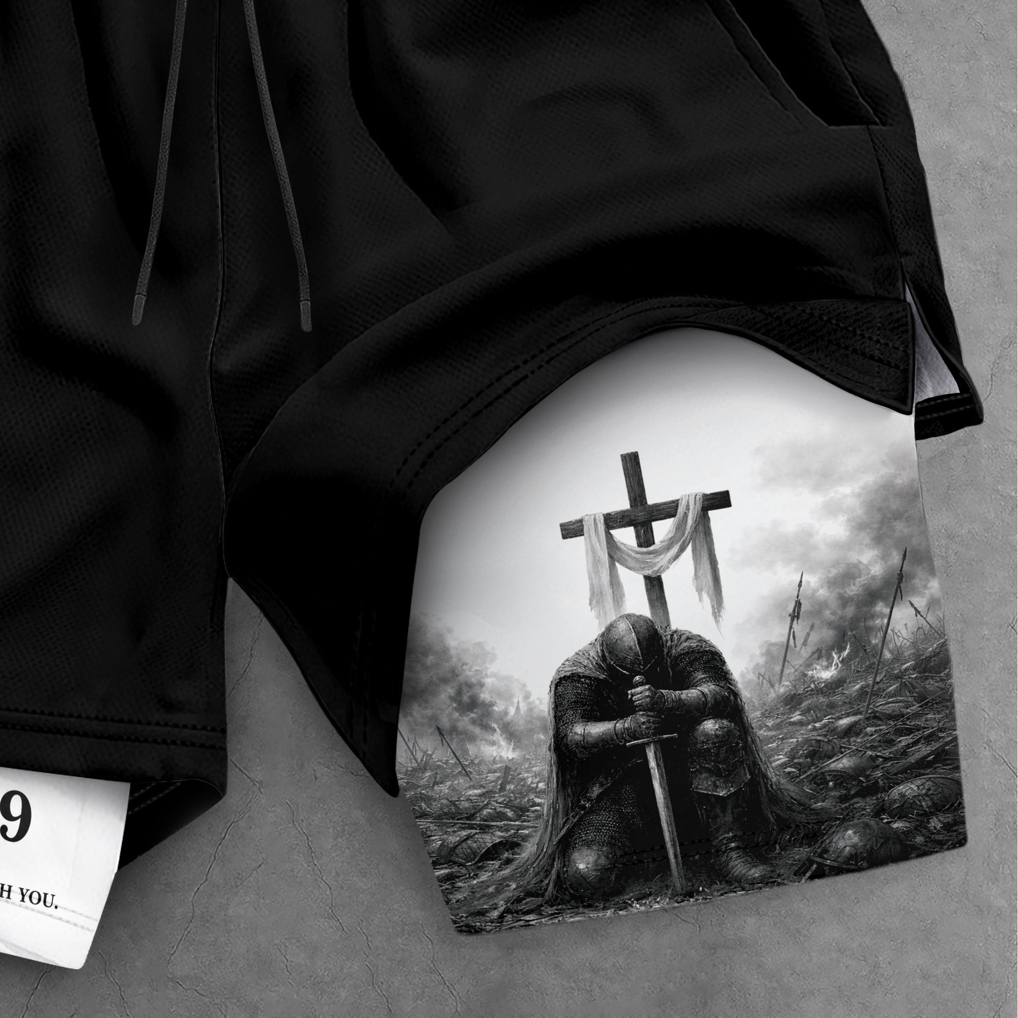 Joshua 1:9 Christian Men Gym Shorts Jesus Strong Knight Bible Training Performance Gear - Rust Field Wear