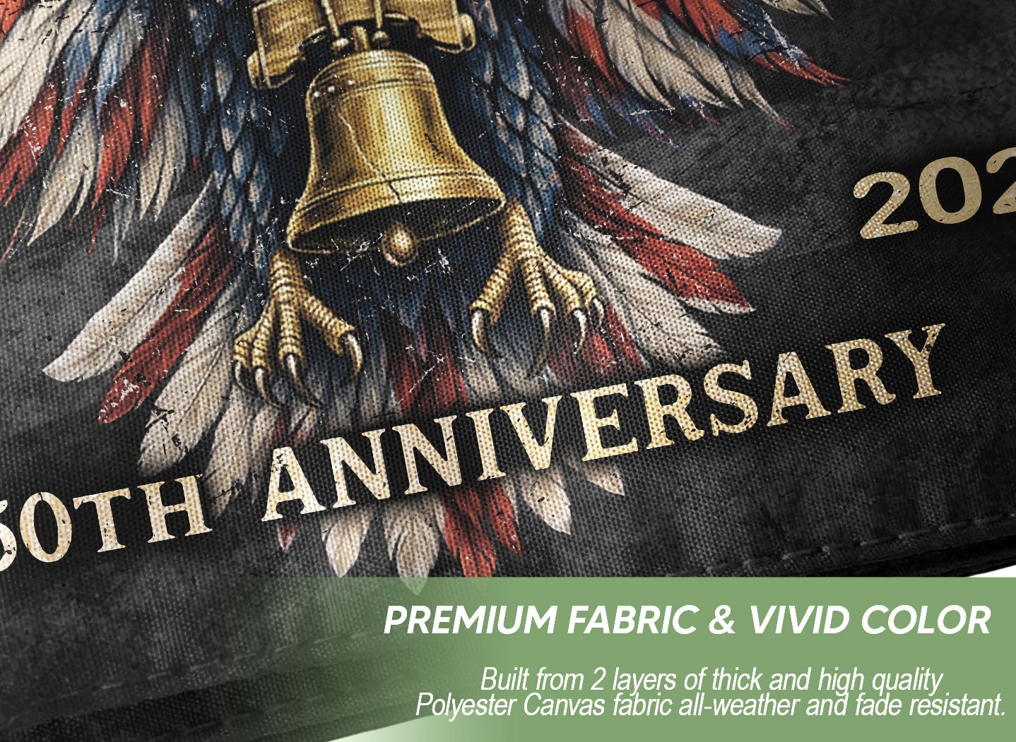 US 250th Anniversary Flag 3x5 ft Patriotic Eagle Liberty Bell 1776-2026 American Banner - Rust Field Wear