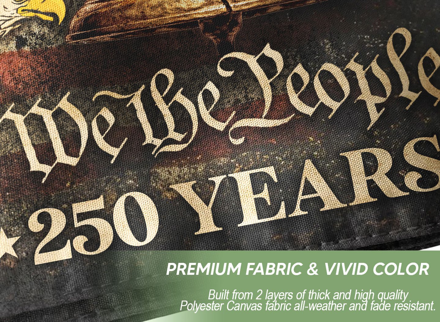US 250 Years Flag 3x5 ft Statue of Liberty Liberty Bell Eagle 1776-2026 Patriotic Banner - Rust Field Wear