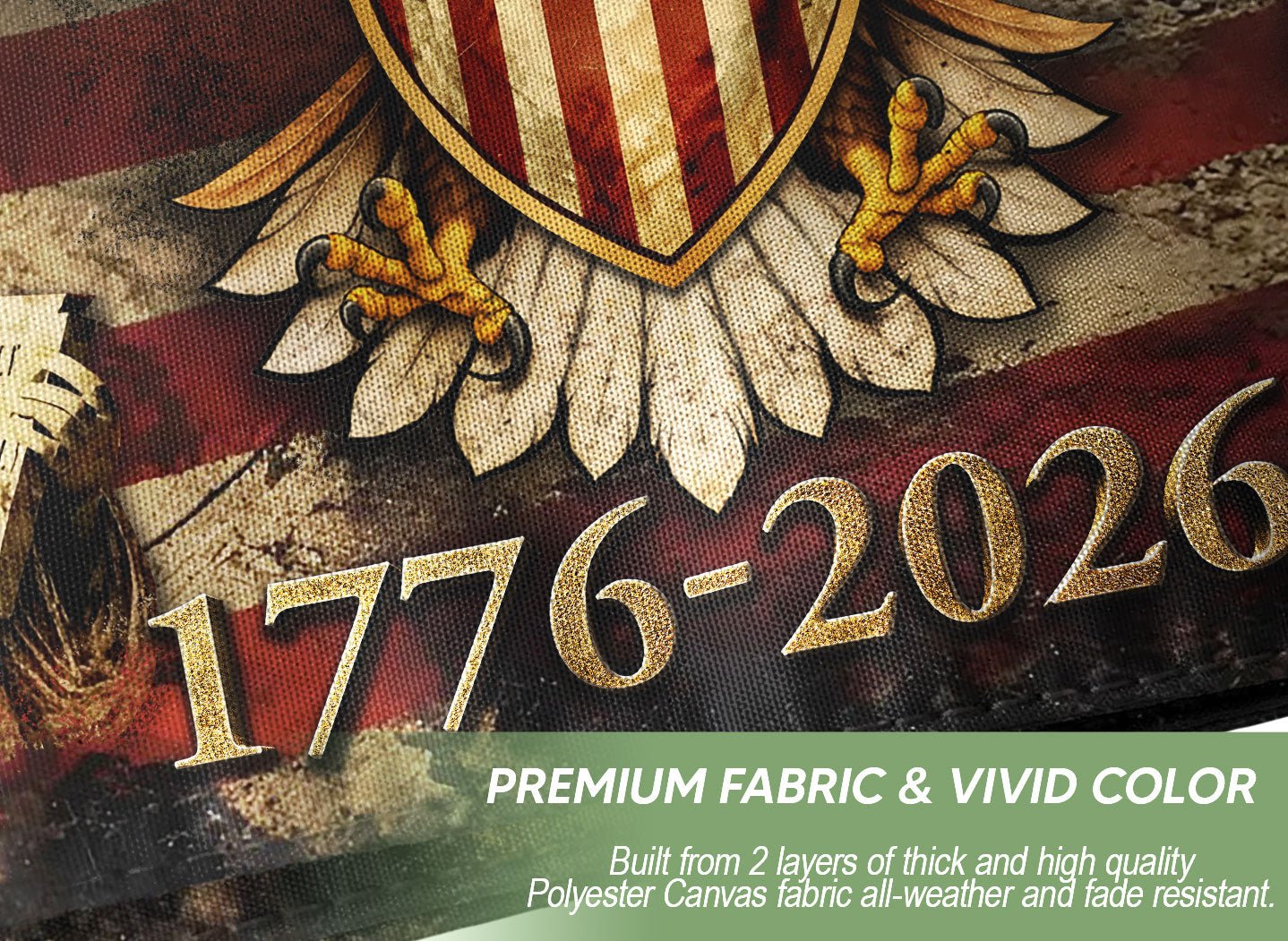 US 250 Years of Freedom Flag 3x5 ft Statue of Liberty Eagle Liberty Bell 1776-2026 - Rust Field Wear