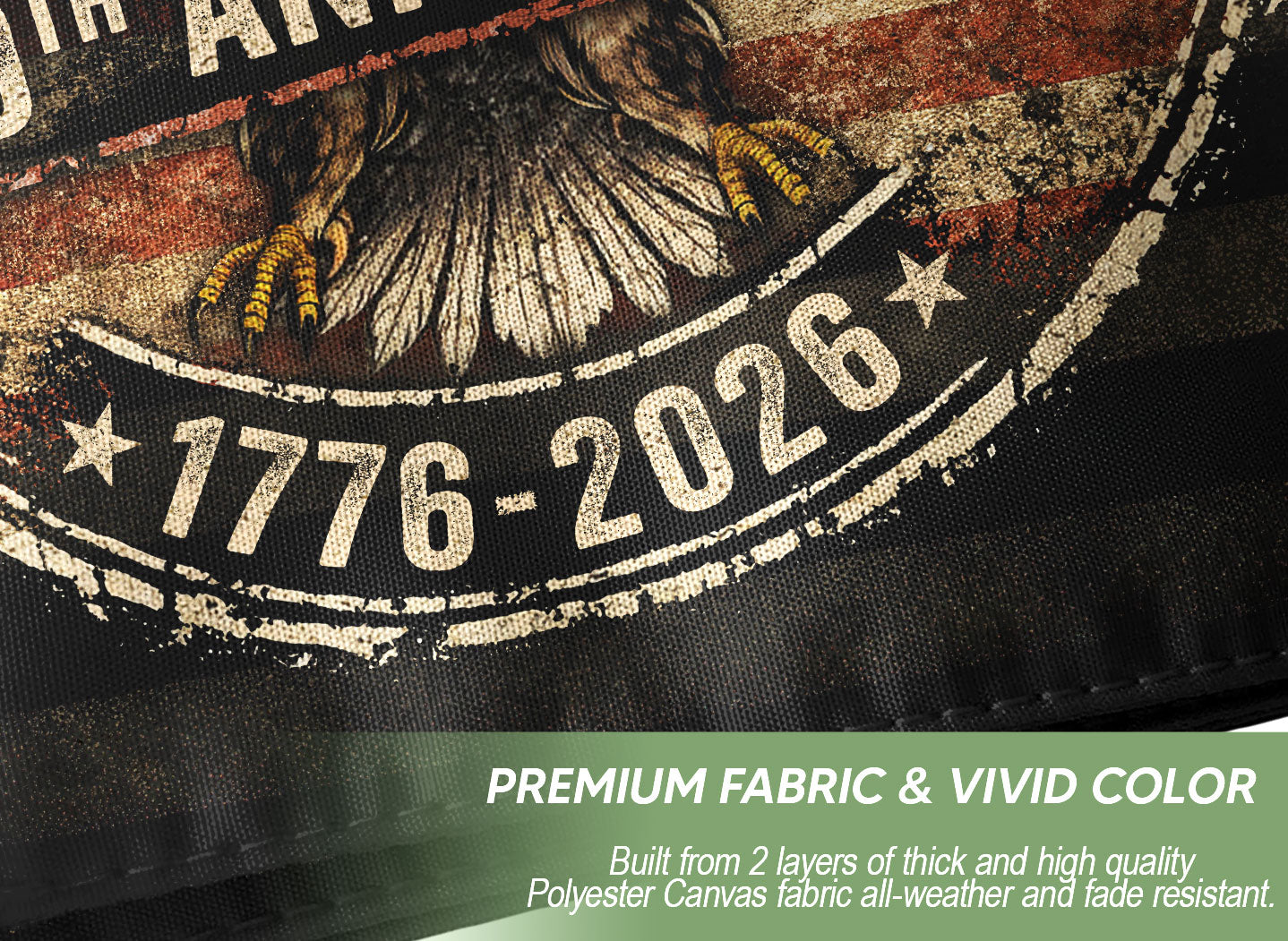 United States 250th Semiquincentennial Anniversary Flag 1776-2026 Vintage American Eagle Shield Mental Heritage Patriotic