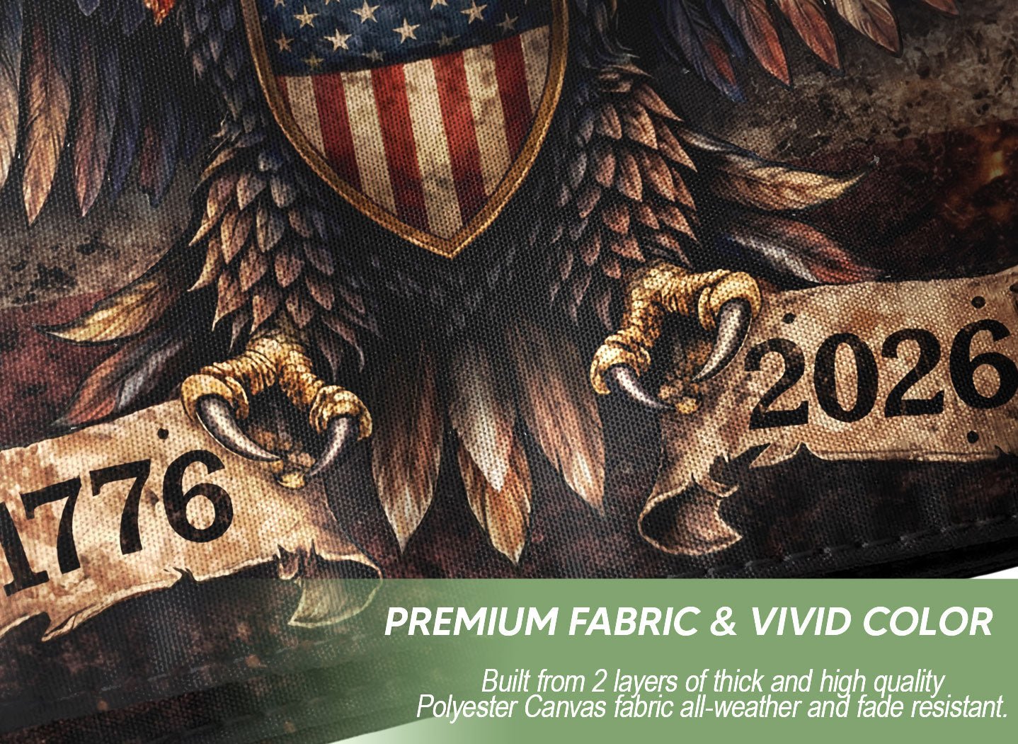 American 250th Anniversary Flag 1776-2026 250 Years of Freedom Patriotic Eagle Memorial - Rust Field Wear