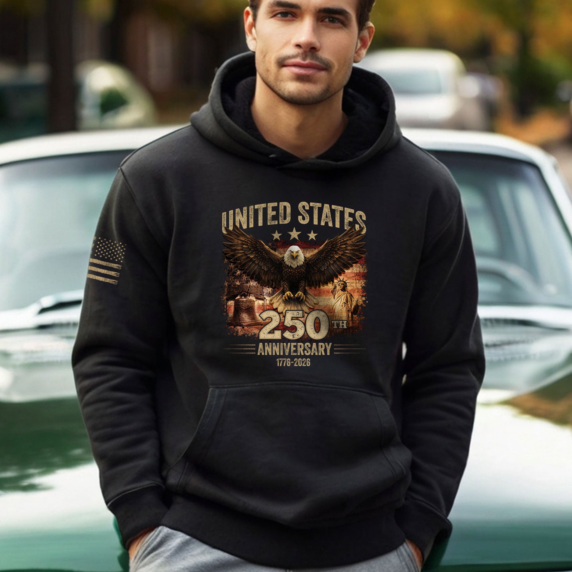 USA 1776–2026 250th Anniversary Hoodie, Patriotic American Freedom Heritage Design Hoodie