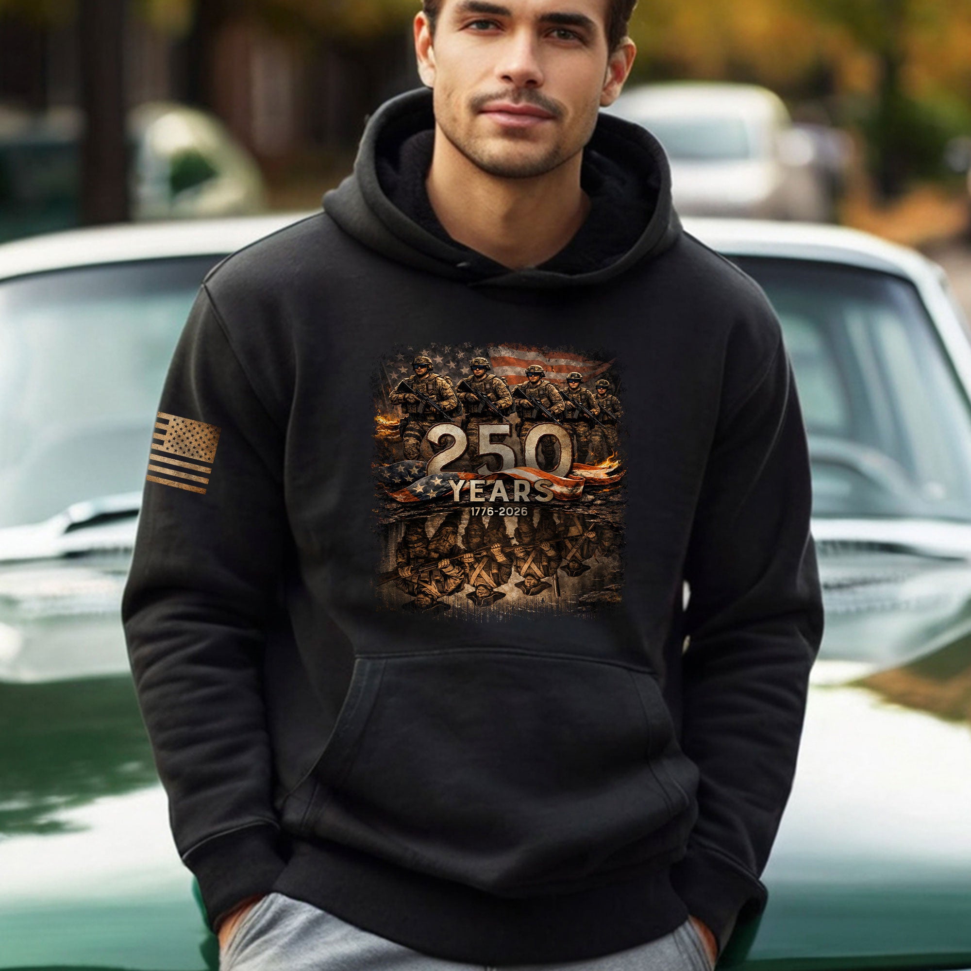 USA 250 Years Anniversary Hoodie 1776–2026, Vintage American Heritage Celebration Hoodie for Men and Women