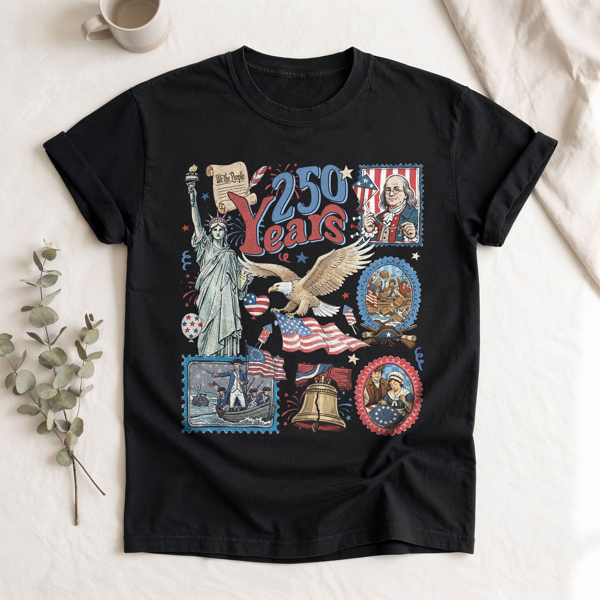250th Anniversary America 1776-2026 Shirt - Groovy Vintage Patriotic Statement Tee
