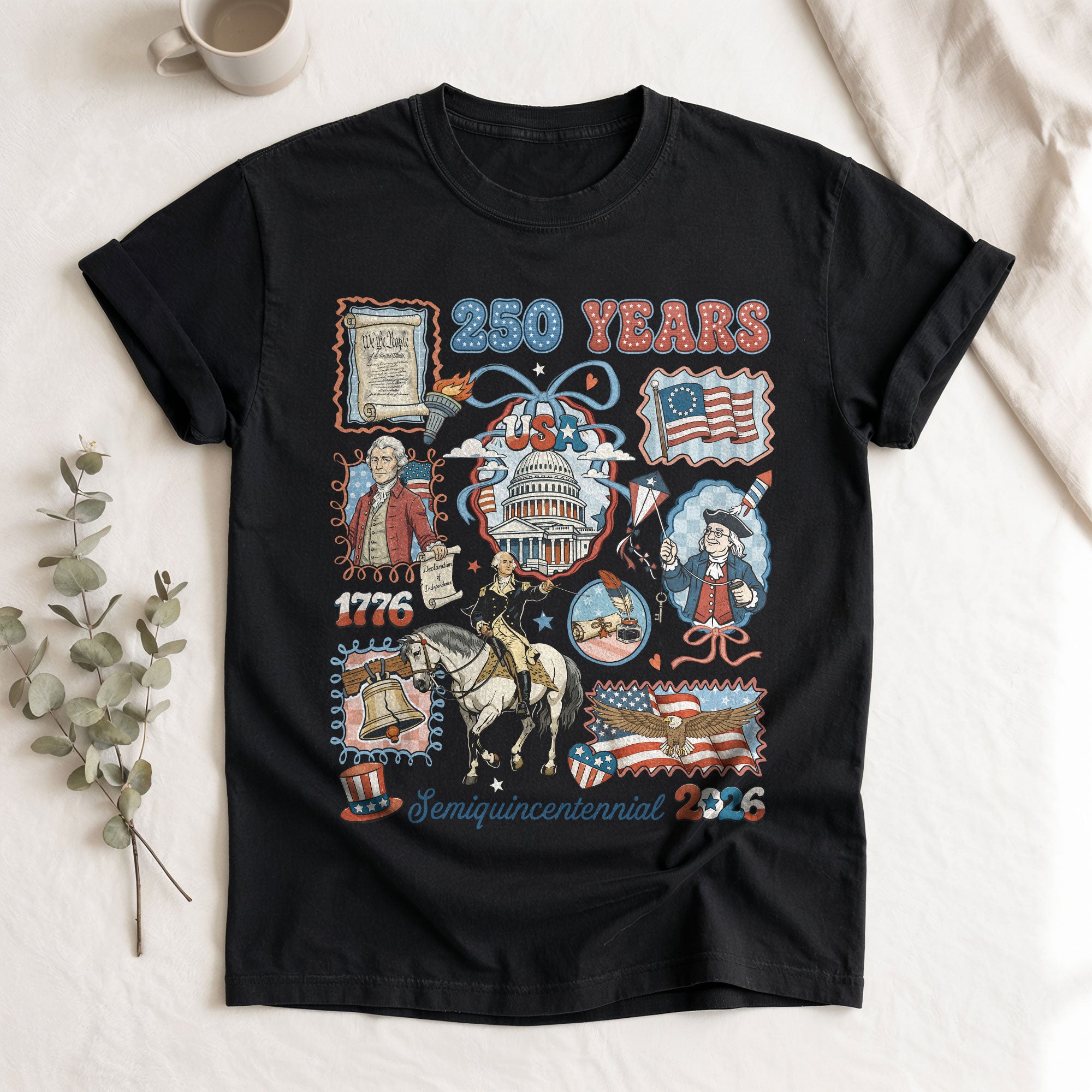 1776-2026 USA 250th Semiquincentennial Celebration Shirt - Retro Freedom Stamp Patriotic T-Shirt