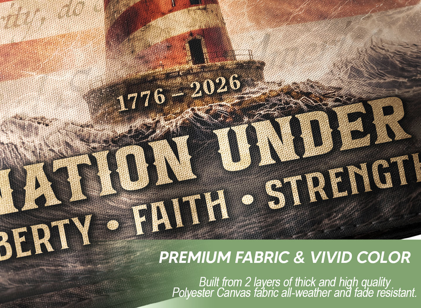 USA 250 Lighthouse Cross Flag – One Nation Under God Christian Patriotic Outdoor Flag 1776–2026