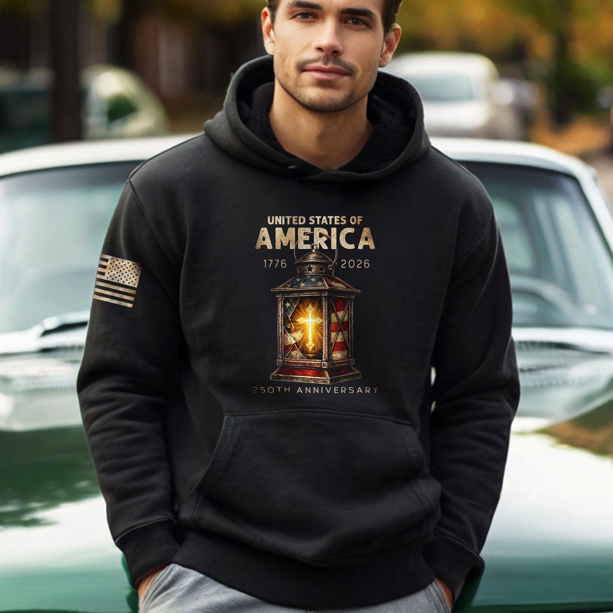 USA 250 Years of Freedom Christian Hoodie 1776–2026 Faith Patriotic Heritage