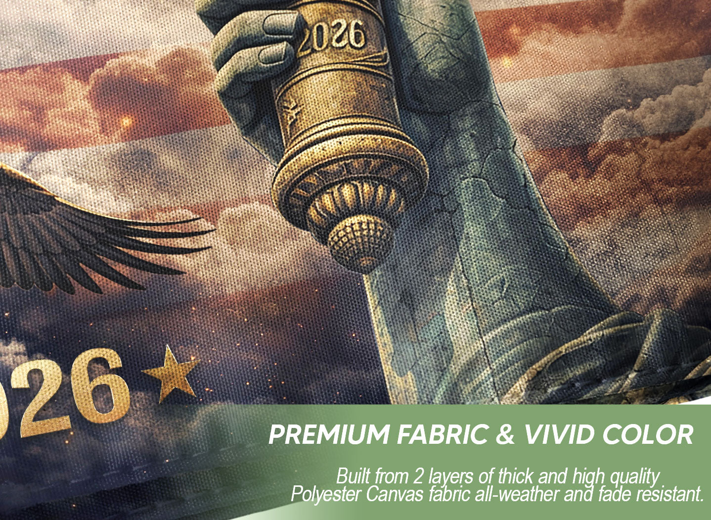 USA 250 Years Flag 1776–2026 – Statue of Liberty Torch & Eagle Patriotic Anniversary Flag