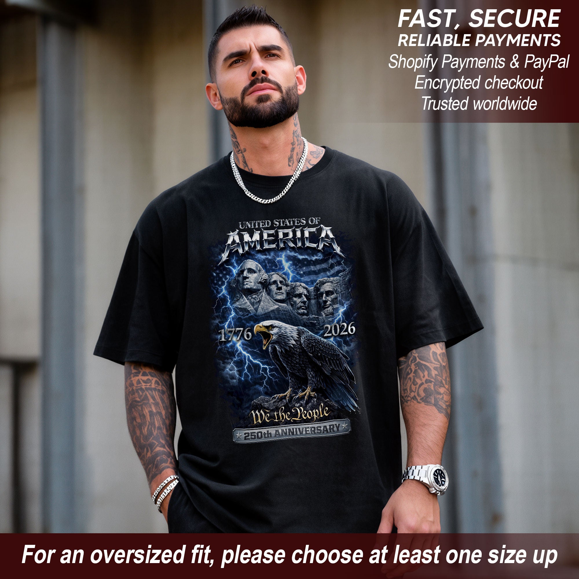 America 1776–2026 – 250th Anniversary We The People Lightning Eagle Tee