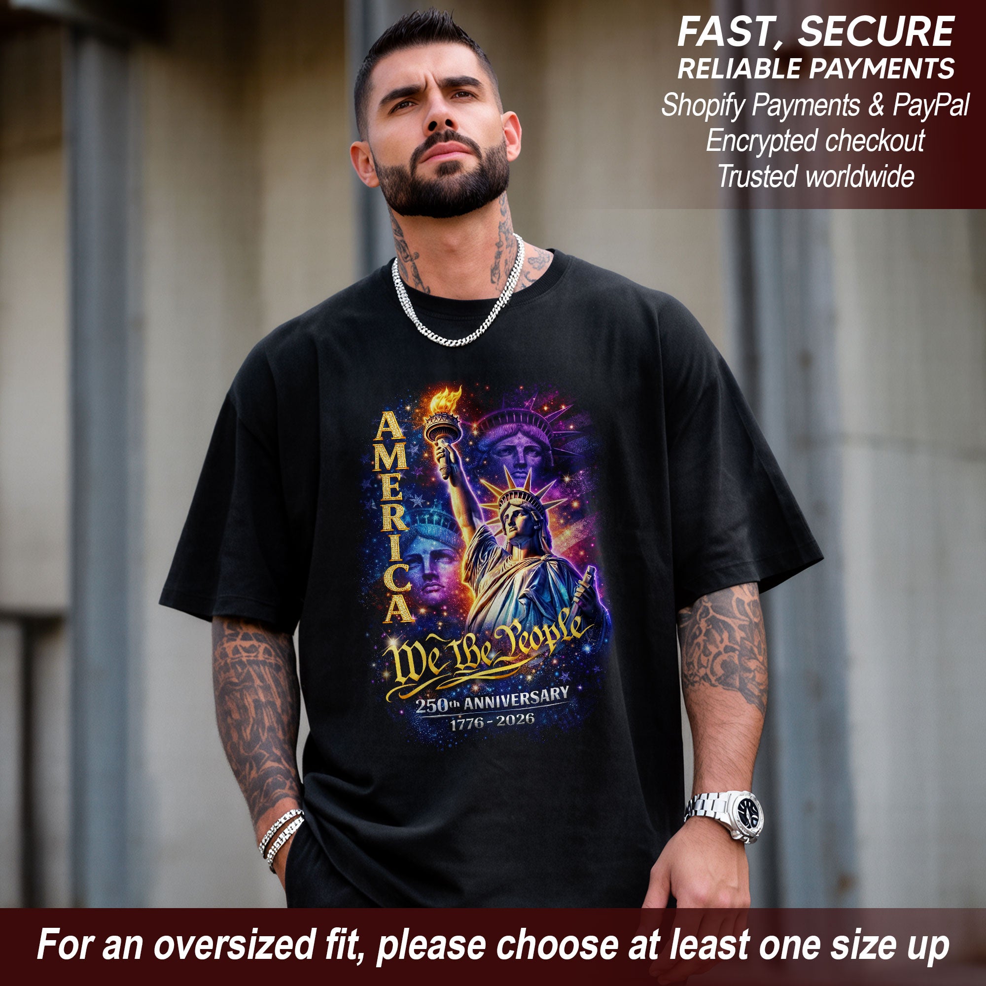 America We The People 250th Anniversary T-Shirt 1776–2026 – Patriotic Liberty Design