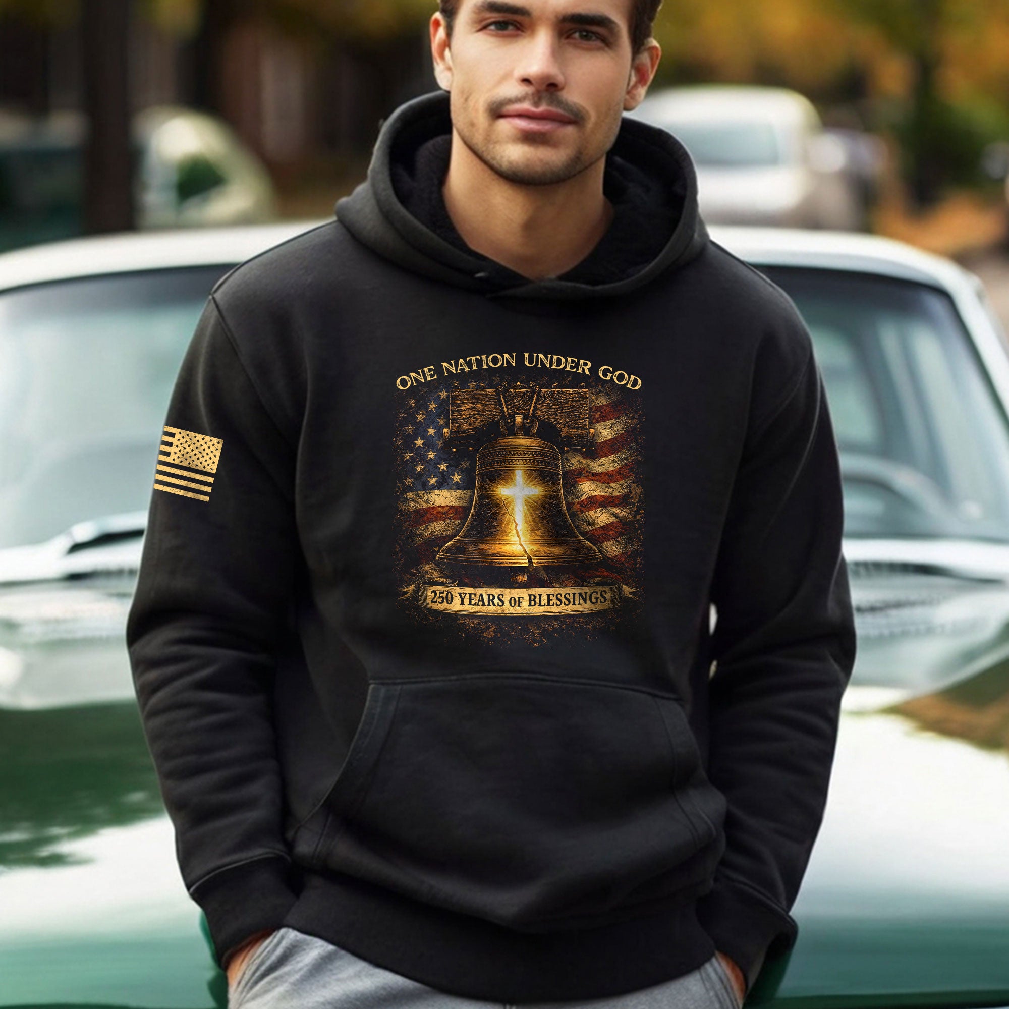 America 250th Anniversary Hoodie 1776-2026 – Liberty Bell One Nation Under God 250 Years of Blessings Patriotic Hoodie