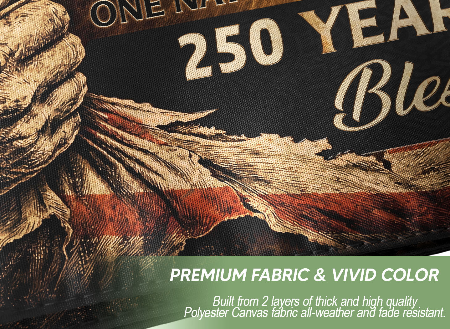 250 Years of Blessings Flag - Christian American One Nation Under God Patriot & US Flag Banner Heritage