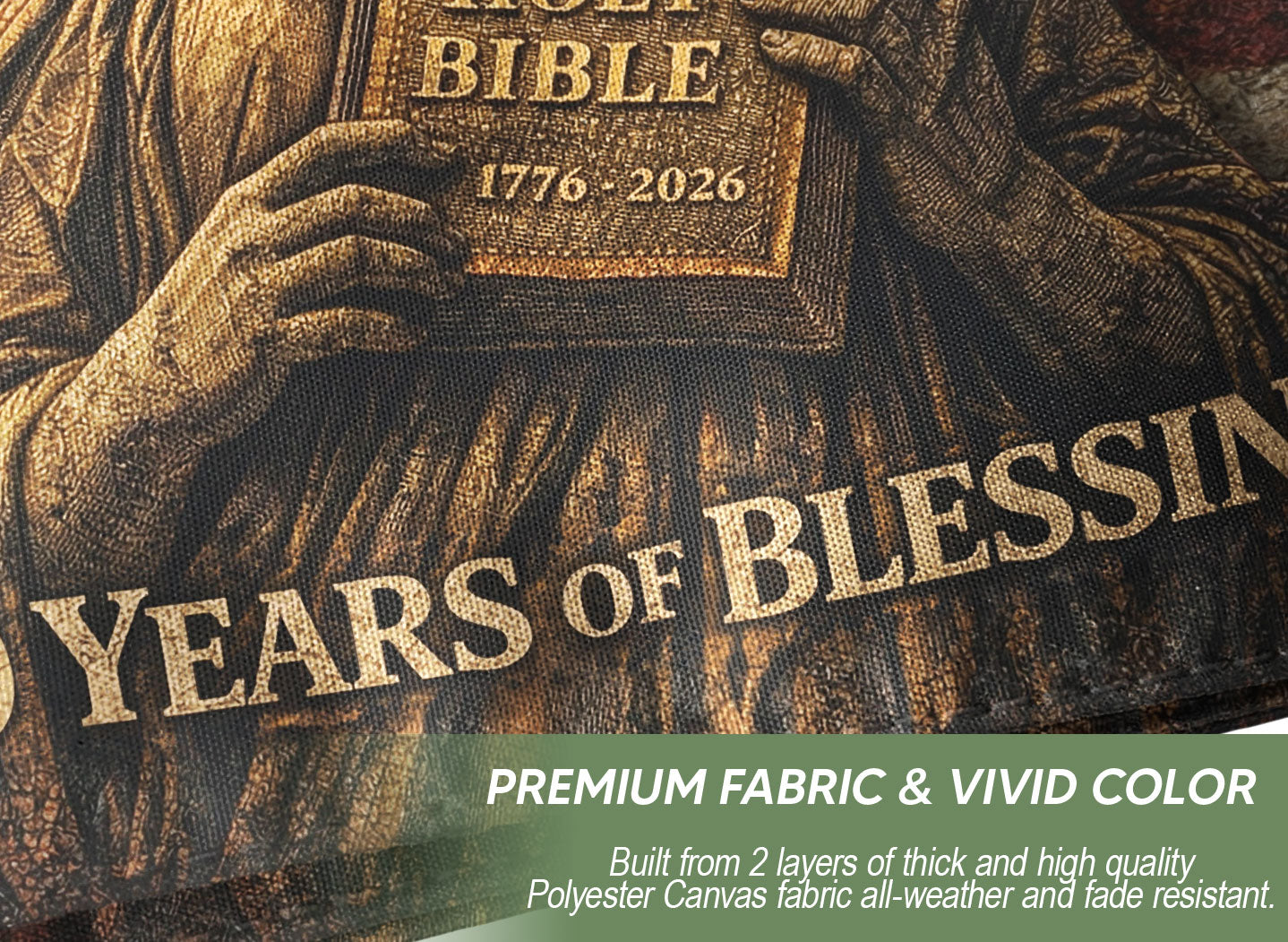 One Nation Under God 250 Years America Anniversary Flag - 250 Years of Blessings Holy Bible & Cross Banner, 1776-2026 Patriotic Double Sided Flag