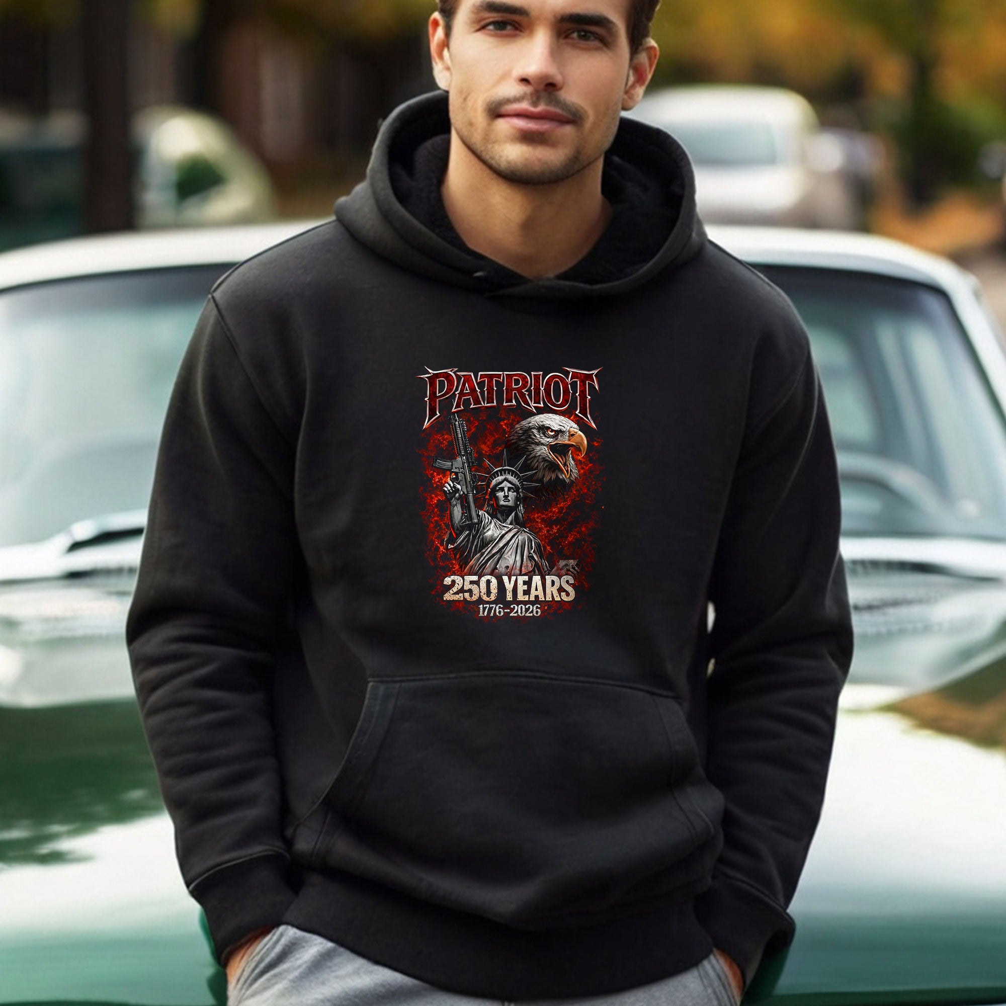 Vintage Bootleg Patriot America 250 Years Hoodie - Liberty & Freedom Eagle Graphic, 1776-2026 Semiquincentennial Men's Hoodie