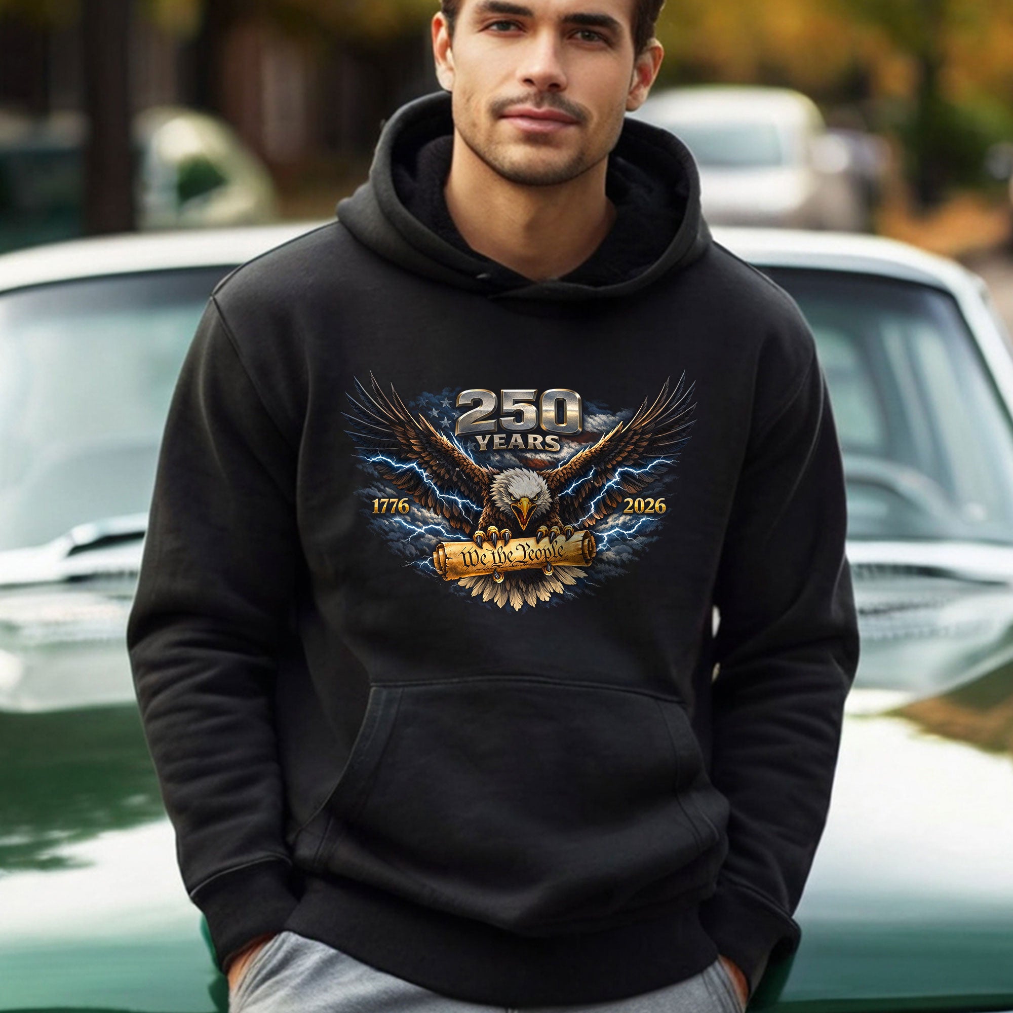Semiquincentennial 1776–2026 Patriotic Hoodie – 250 Years We The People Eagle Graphic