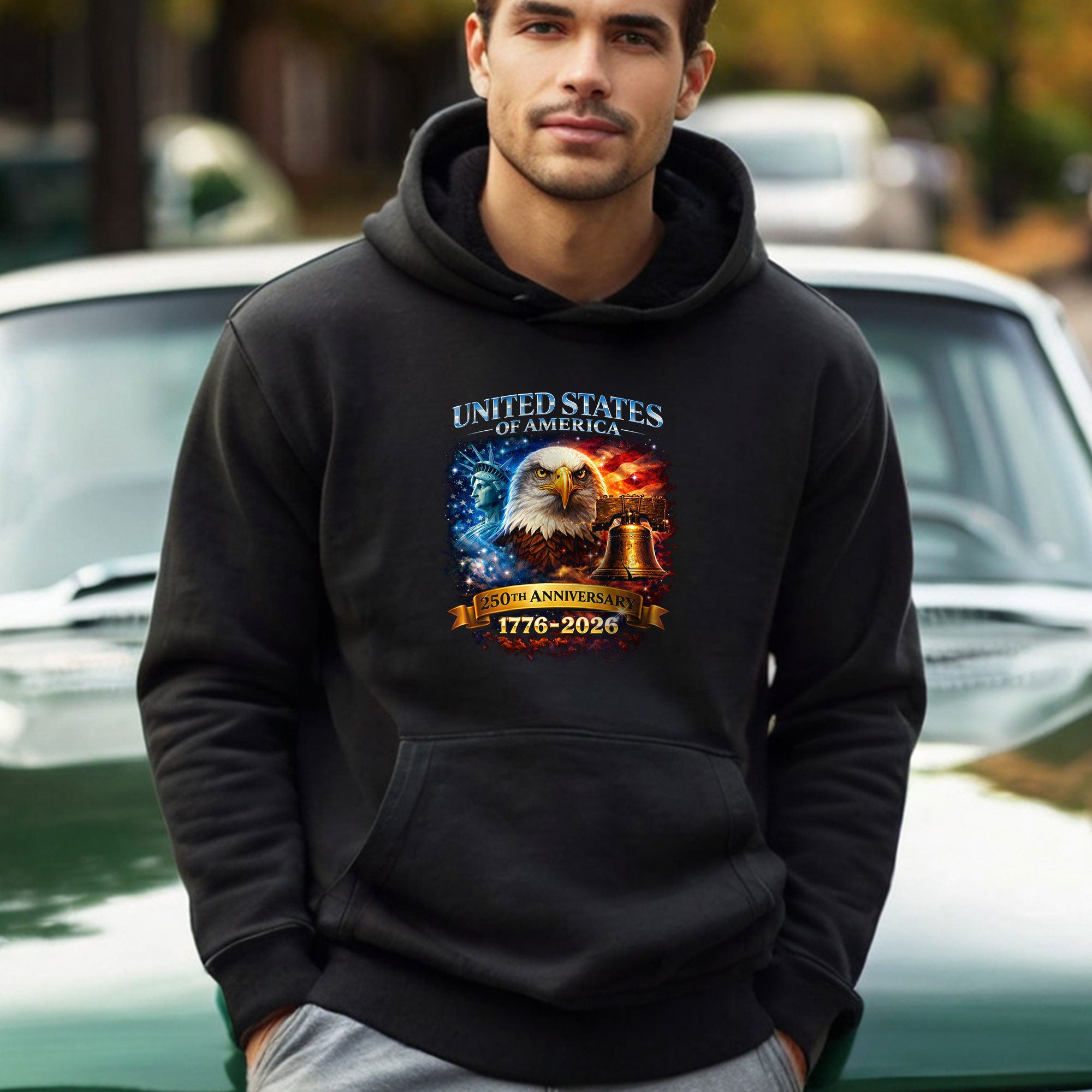 United States 250th Anniversary Hoodie 1776-2026 – Vintage Eagle Liberty Bell Statue of Liberty Hoodie