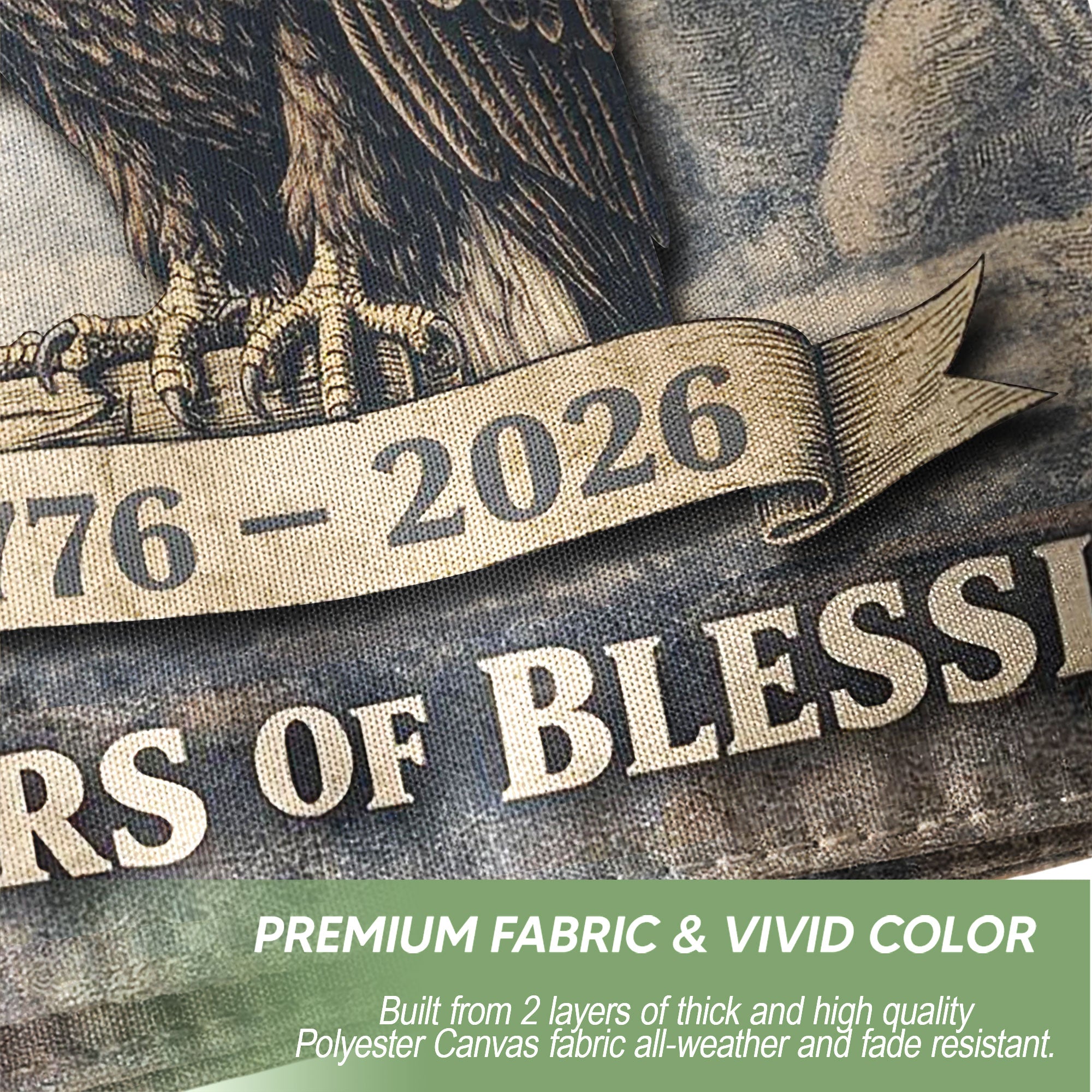 250th Anniversary Cross & Eagle, One Nation Under God 250 Years of Blessings USA Flag - Double Sided Premium House Flag