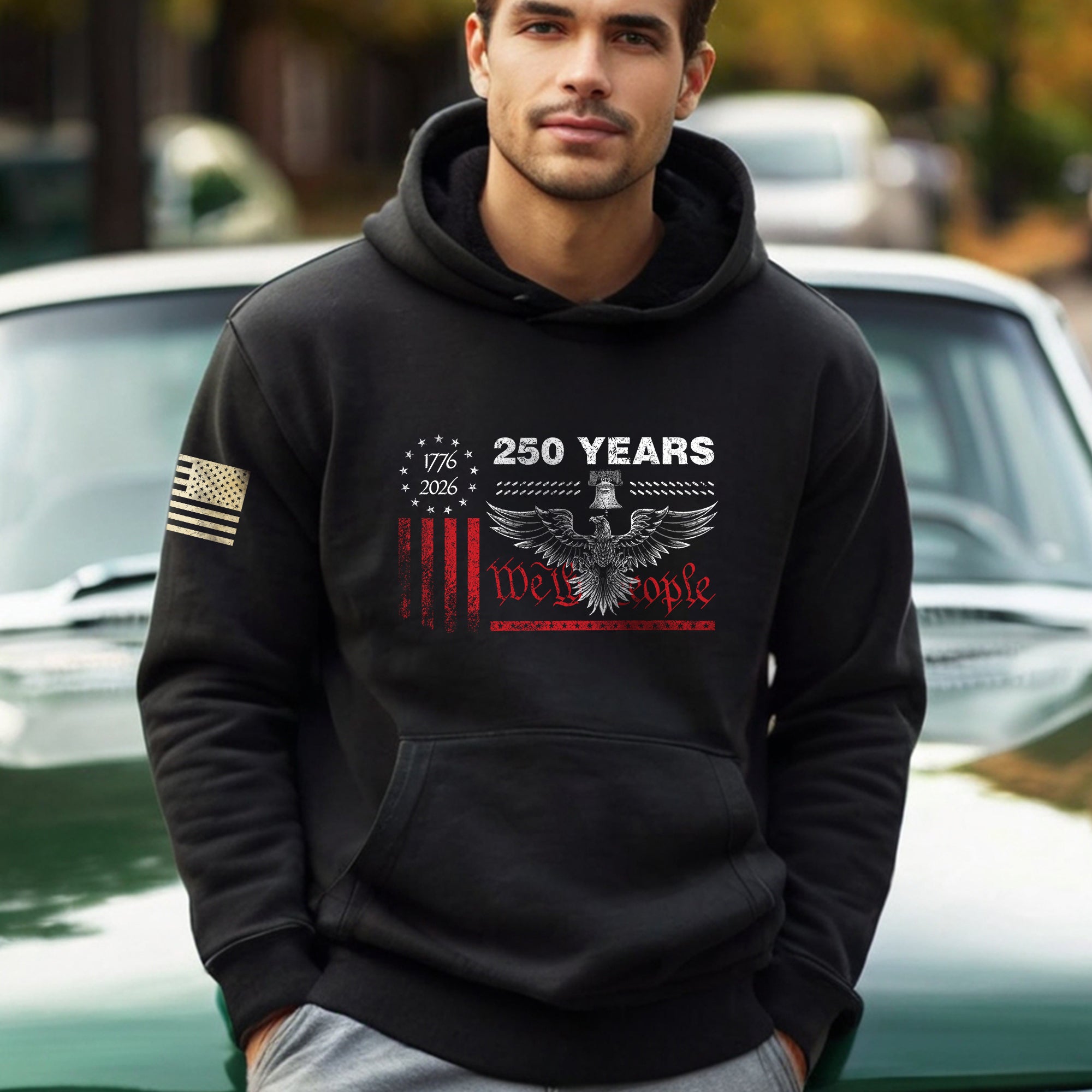USA 250th Anniversary 1776-2026 Semiquincentennial Hoodie – We The People Eagle Patriotic Flag 250 Years Freedom Apparel