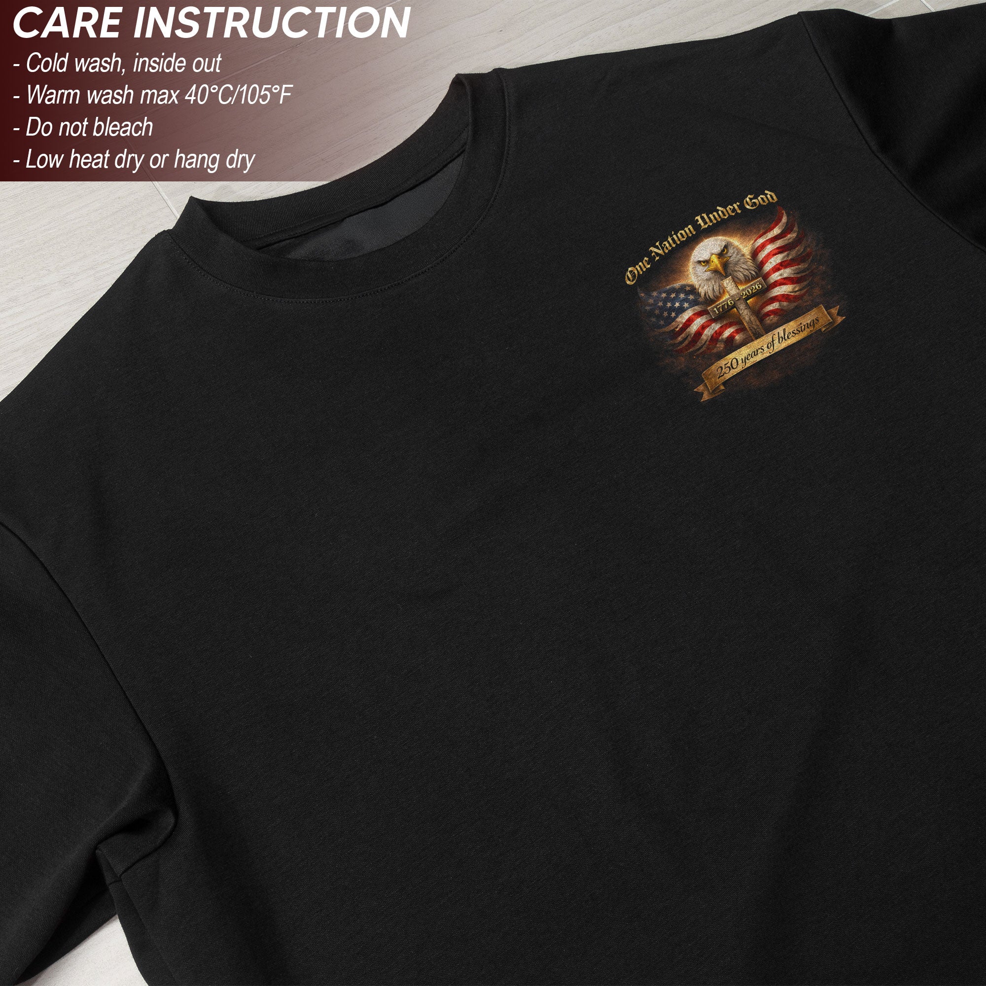 USA 250th Anniversary 1776-2026 Semiquincentennial T-Shirt – One Nation Under God Eagle Cross 250 Years of Blessings Freedom Shield Patriotic Men’s Tee